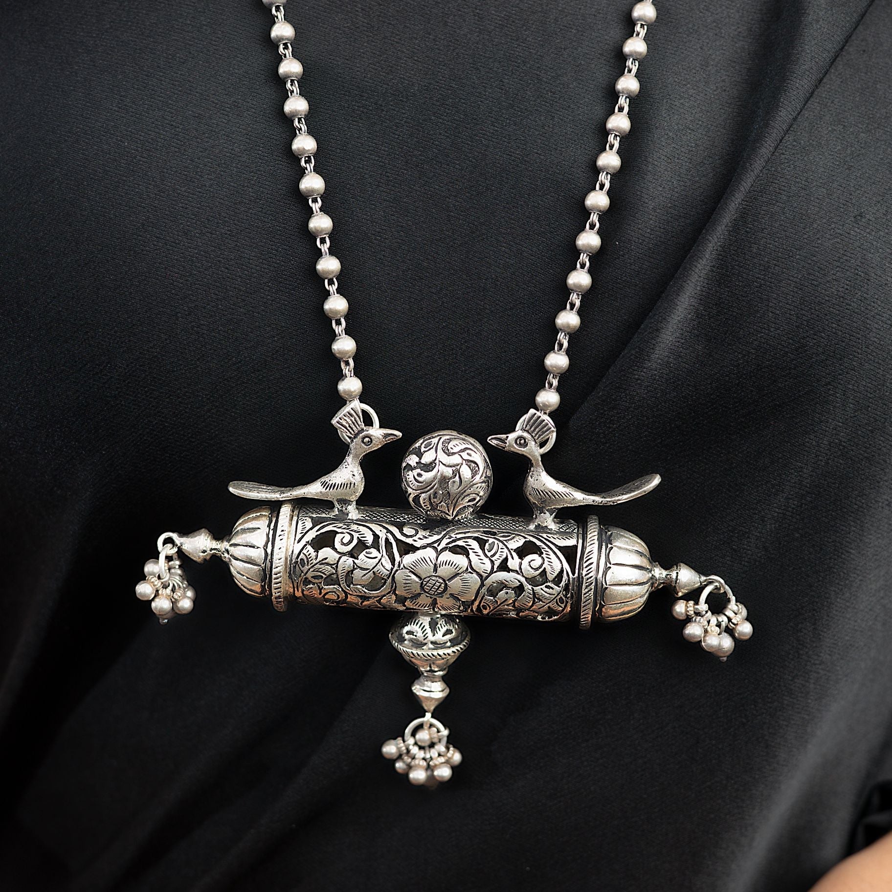 Double Sided Chitrai Bird Traditional Necklace silverhousebyrj