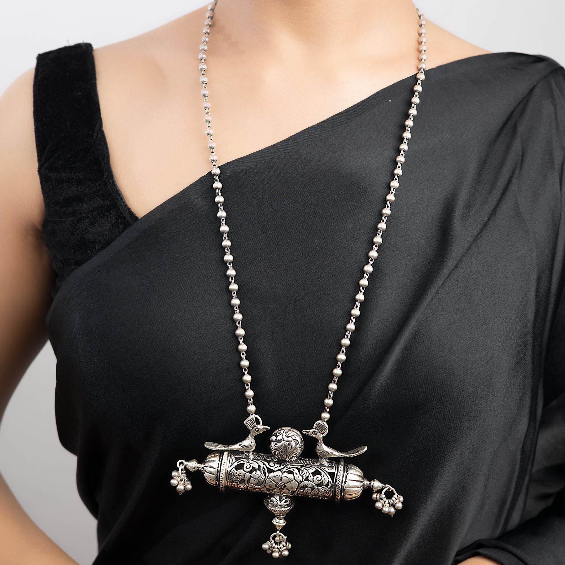 Double Sided Chitrai Bird Traditional Necklace silverhousebyrj