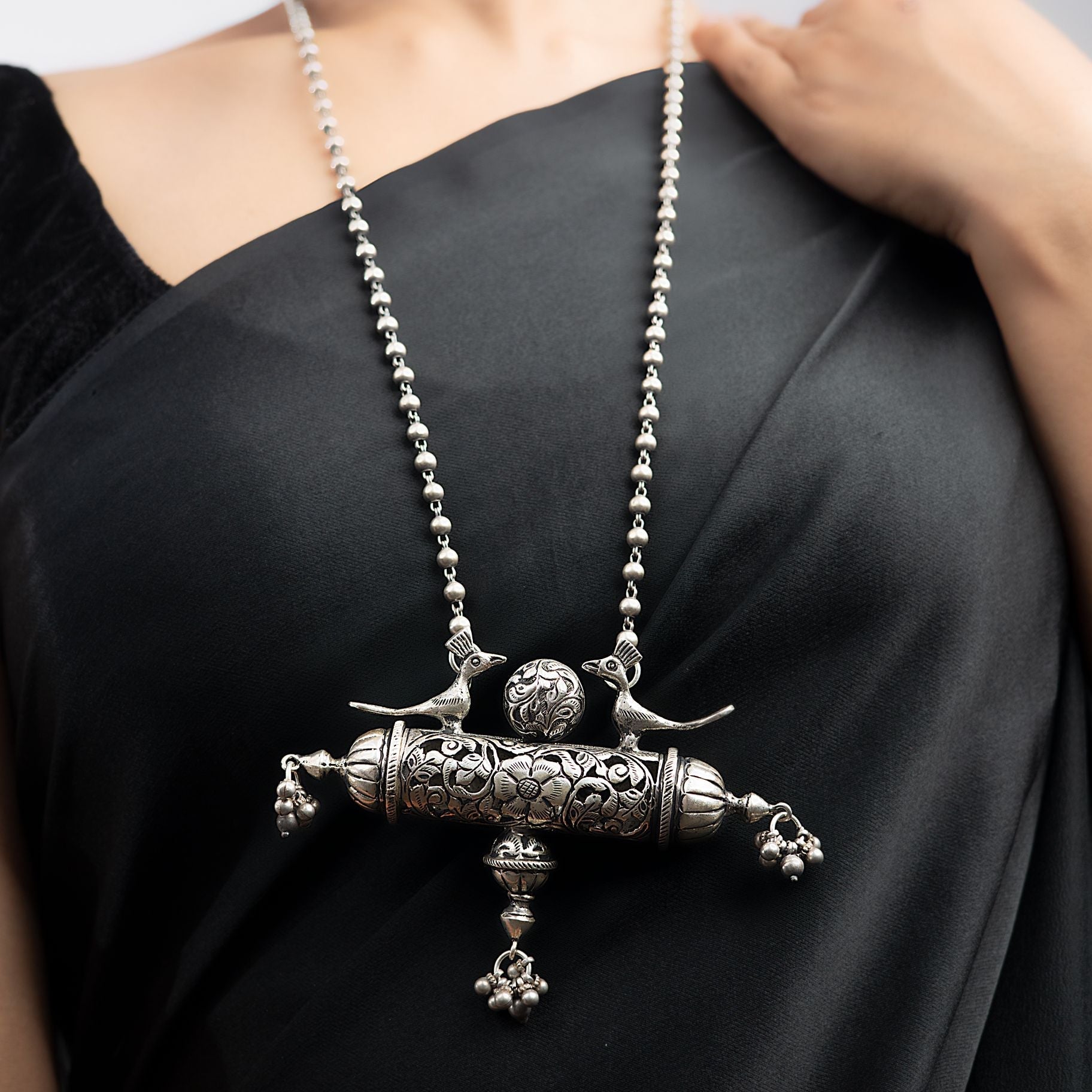 Double Sided Chitrai Bird Traditional Necklace silverhousebyrj