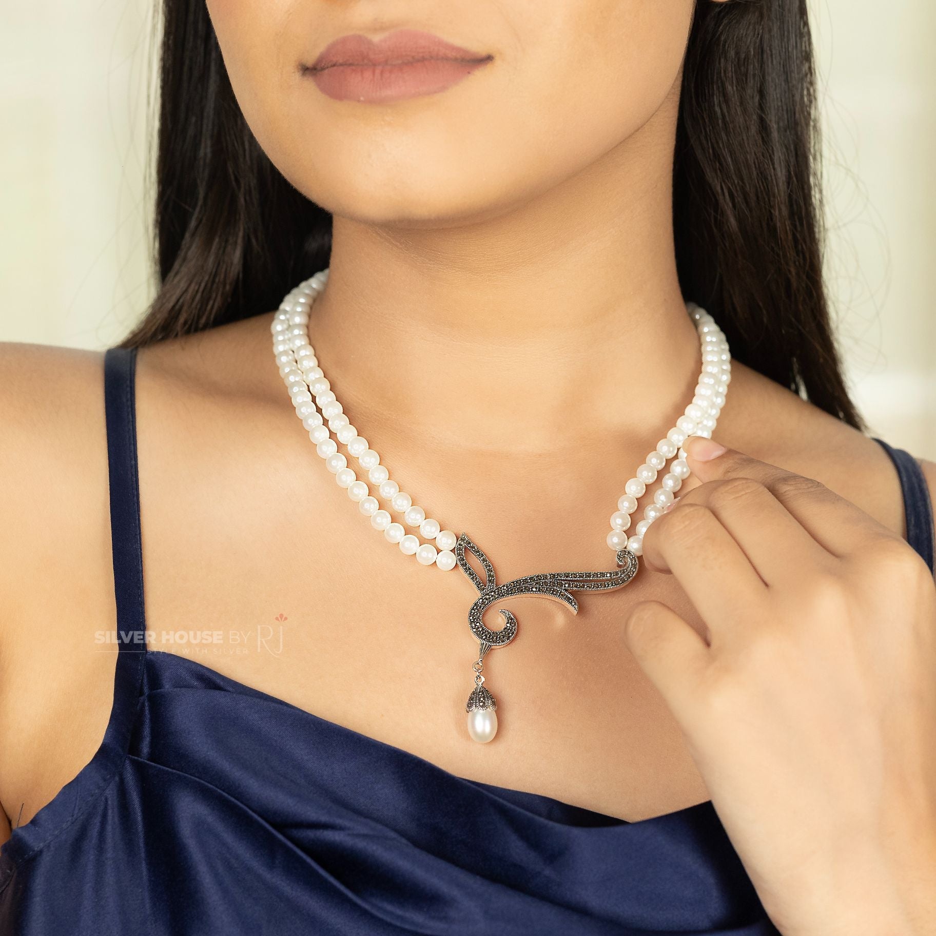 Dual Layered Moti Italian Necklace silverhousebyrj