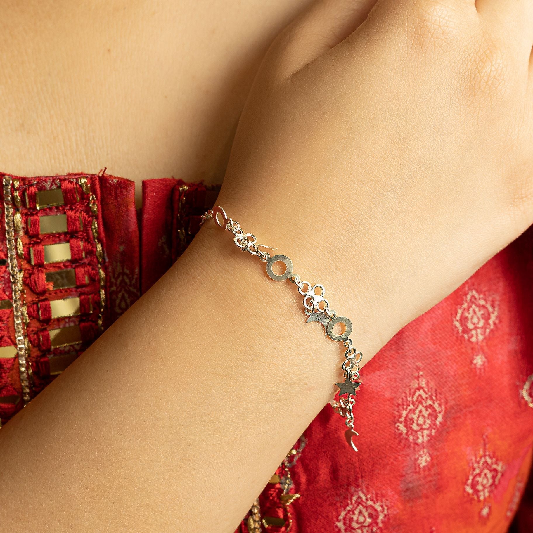 Elegant Bracelet with Hanging Moons and Stars silverhousebyrj