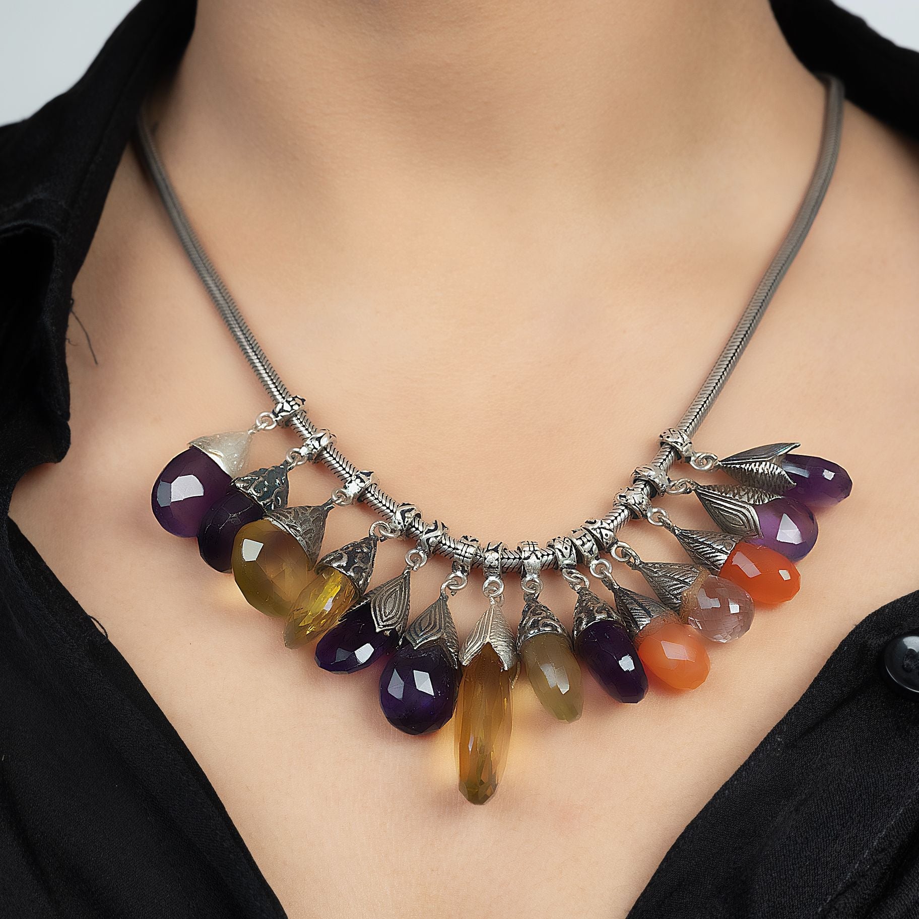 Elegant Bunch of Stone Necklace set silverhousebyrj