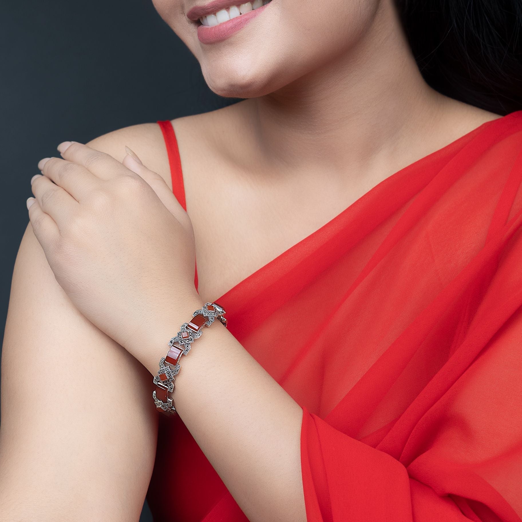Elegant Crystal-Adorned Silver Bracelet silverhousebyrj