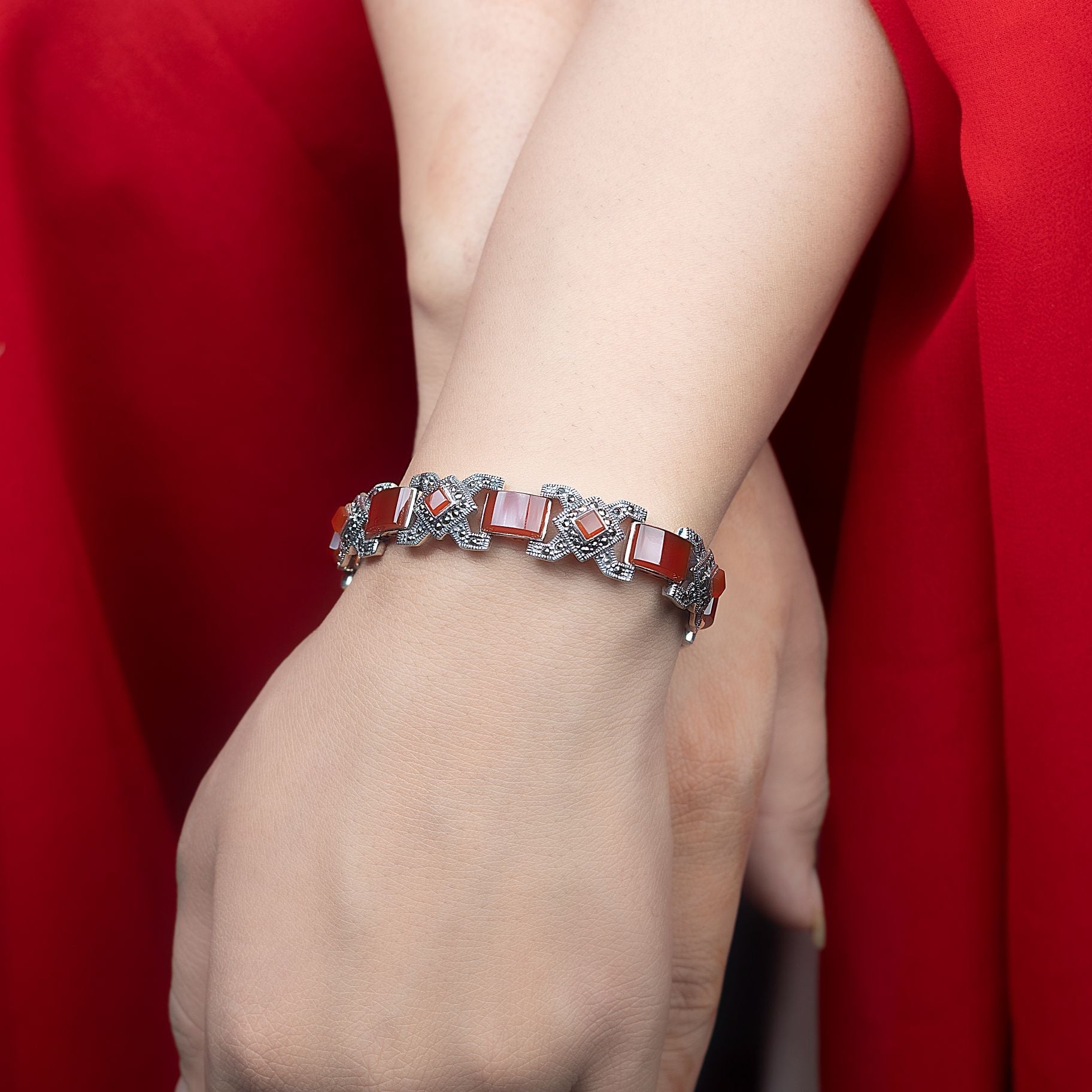 Elegant Crystal-Adorned Silver Bracelet silverhousebyrj
