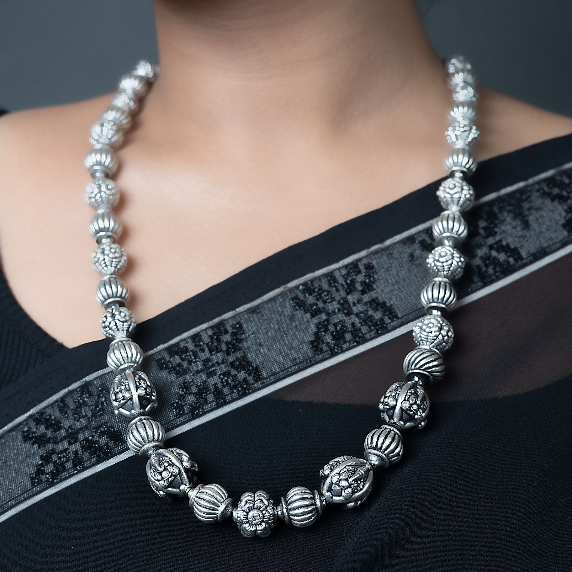 Elegant Ganpati ji Matar mala silverhousebyrj