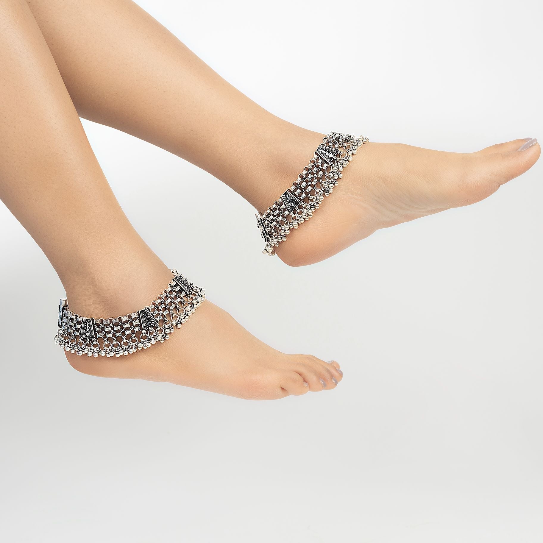 Elegant Jali Designed Paazeb Anklet silverhousebyrj