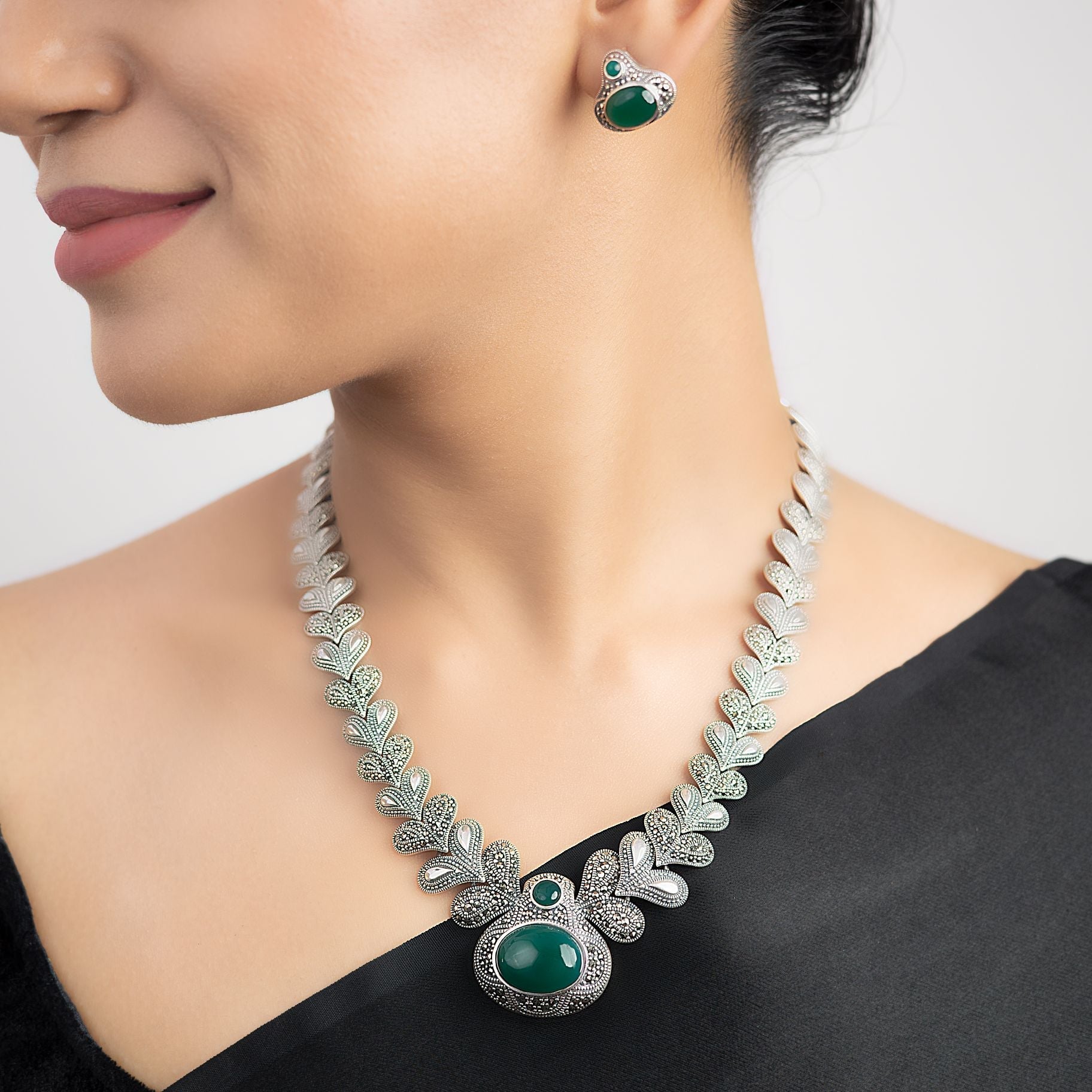 Exclusive marcasite Necklace set silverhousebyrj