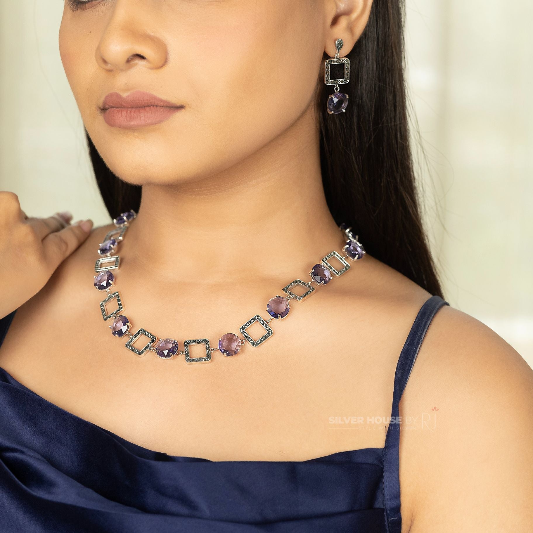 Exquisite Block Designer Italiano Necklace set silverhousebyrj