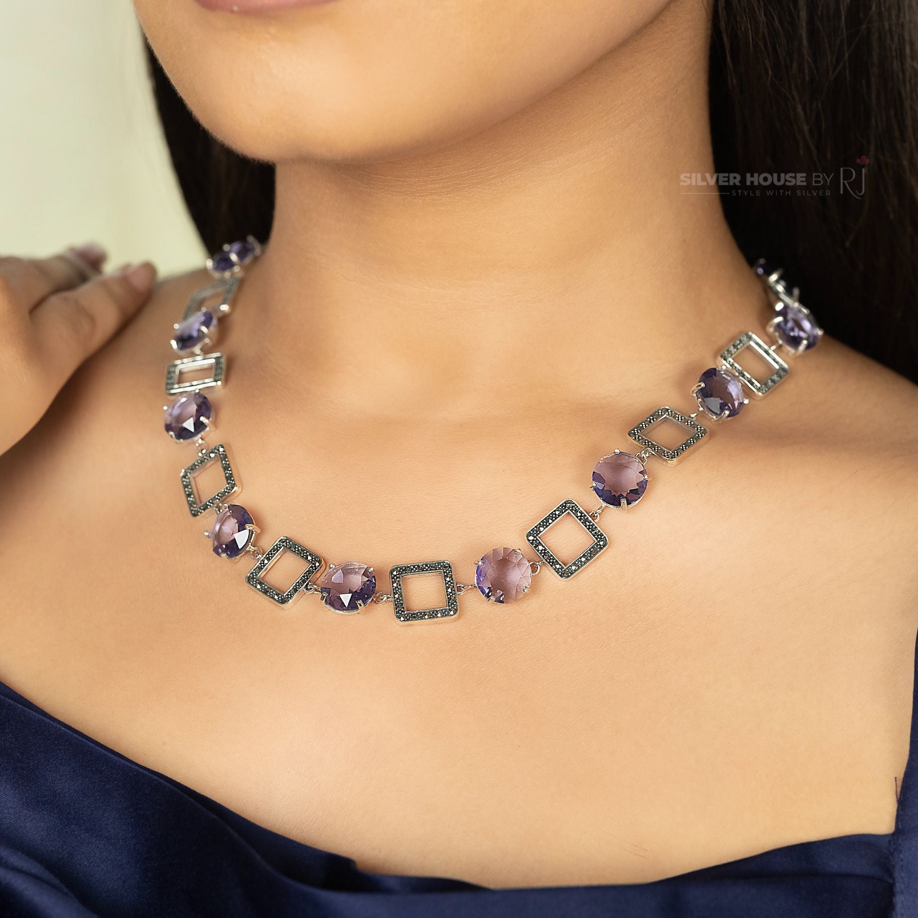 Exquisite Block Designer Italiano Necklace set silverhousebyrj