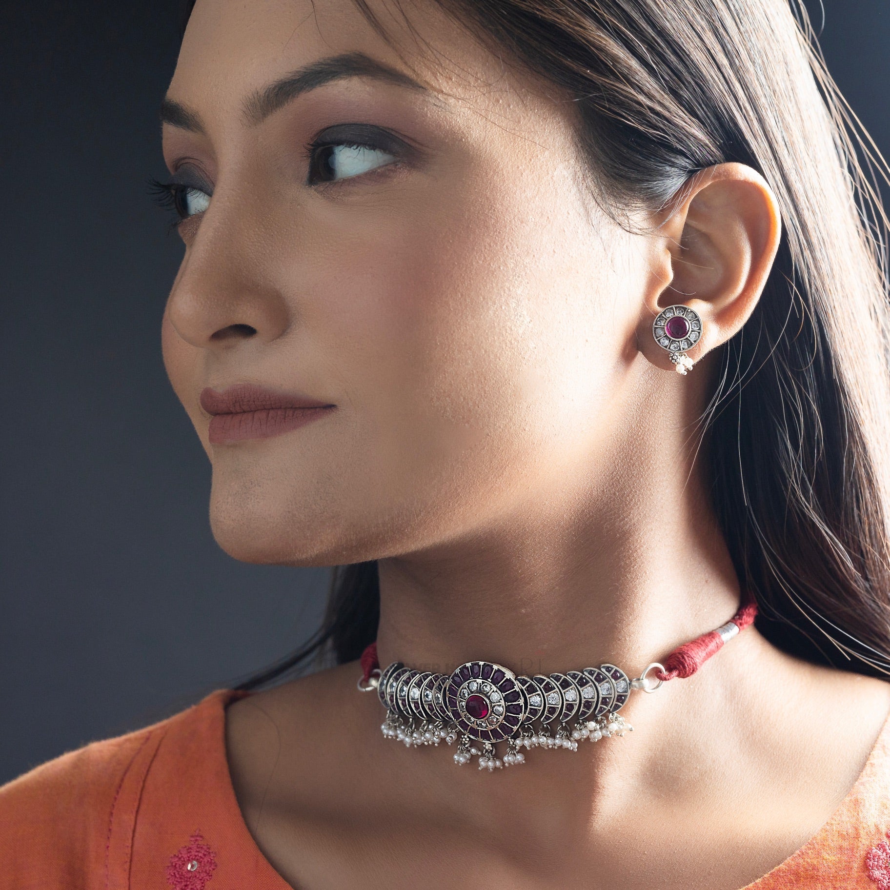 Exquisite Chokar Set With Earrings silverhousebyrj