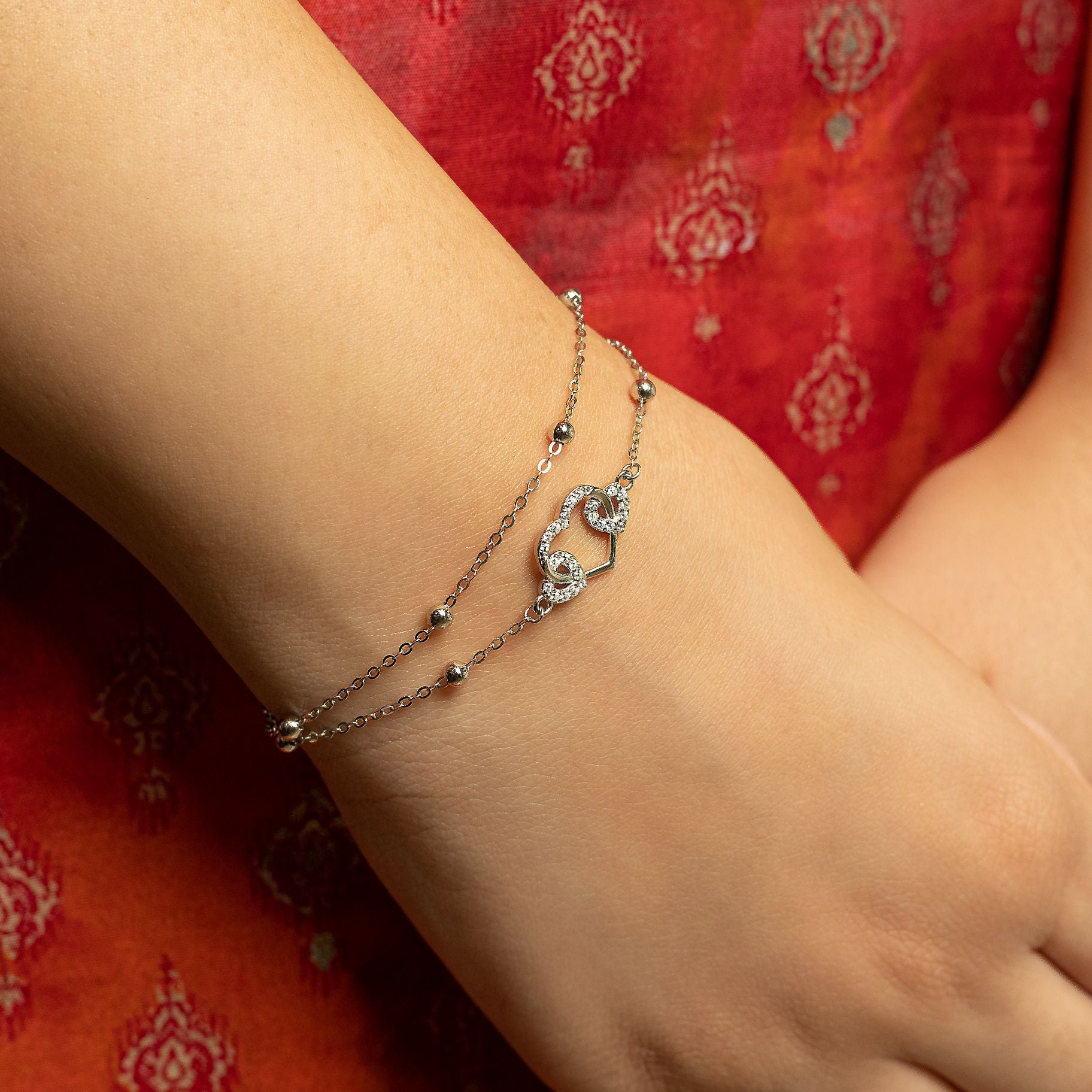 Exquisite Double Layered Chain Bracelet Along with Heart silverhousebyrj