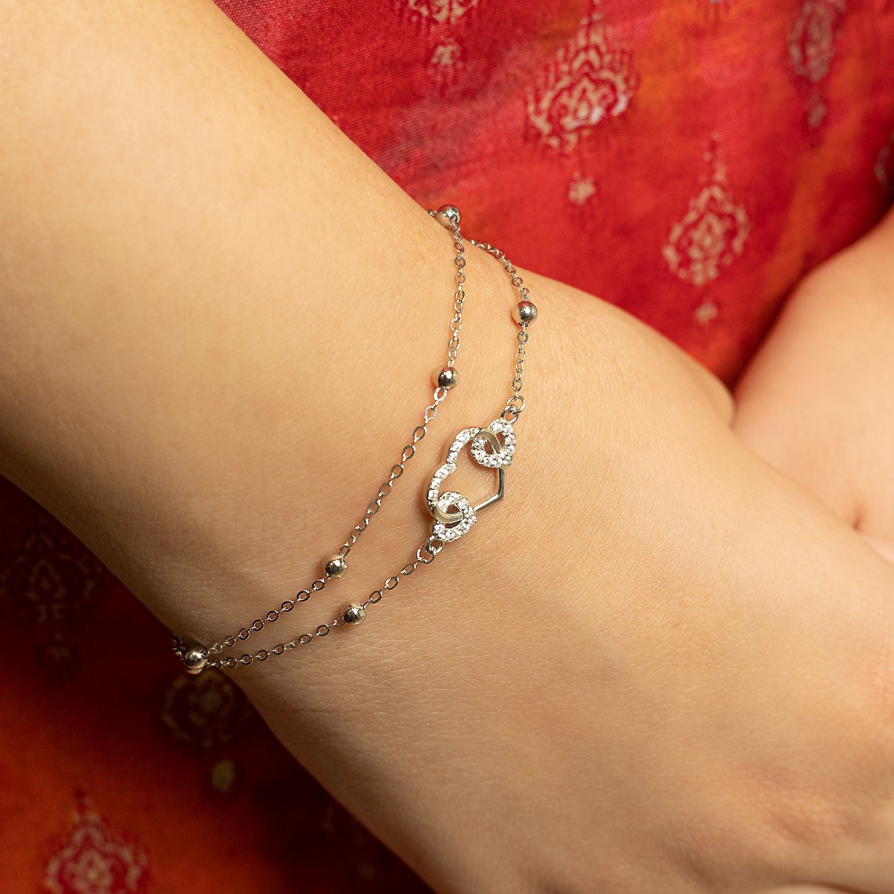 Exquisite Double Layered Chain Bracelet Along with Heart silverhousebyrj