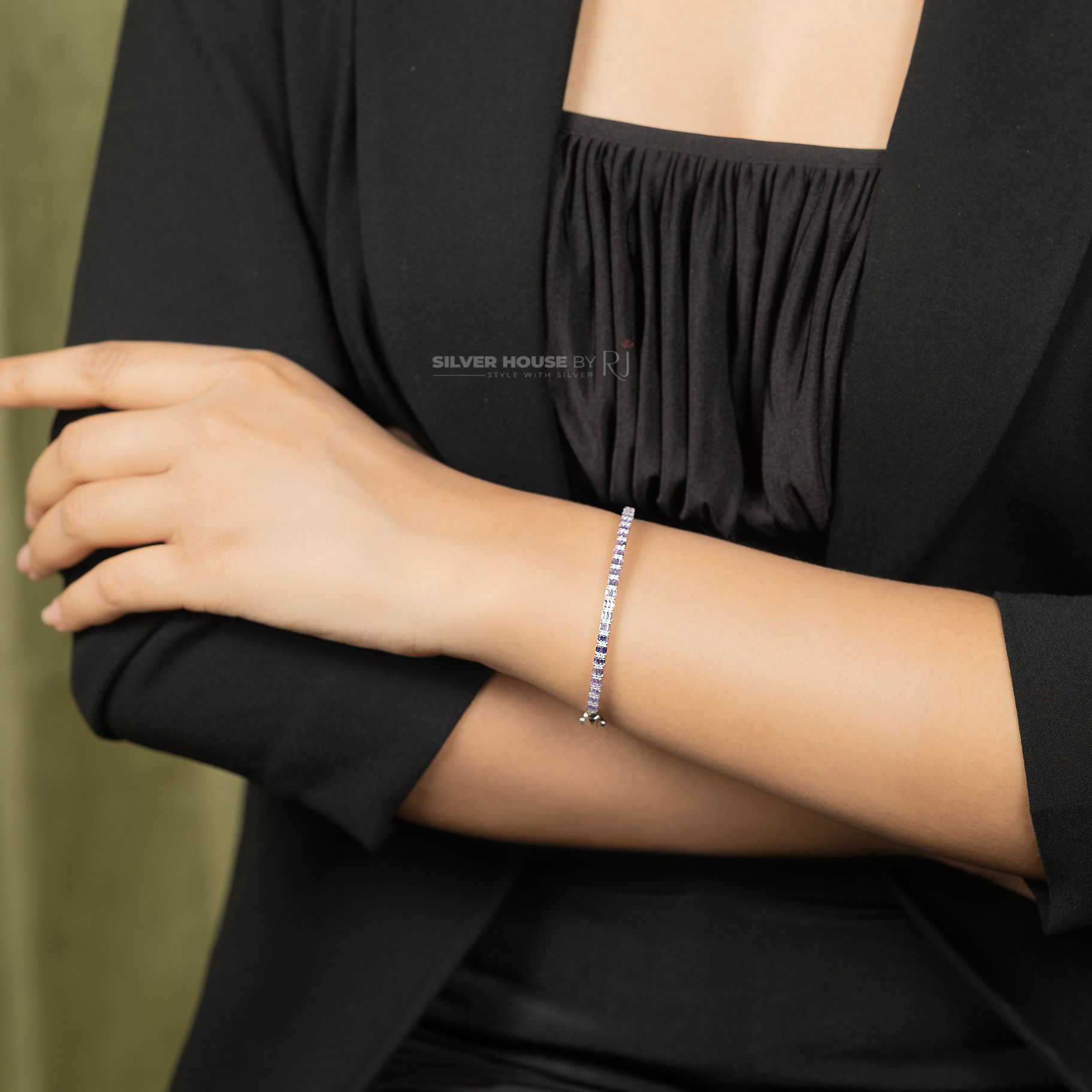 Exquisite Tiny Stone Studded Italian Kada silverhousebyrj