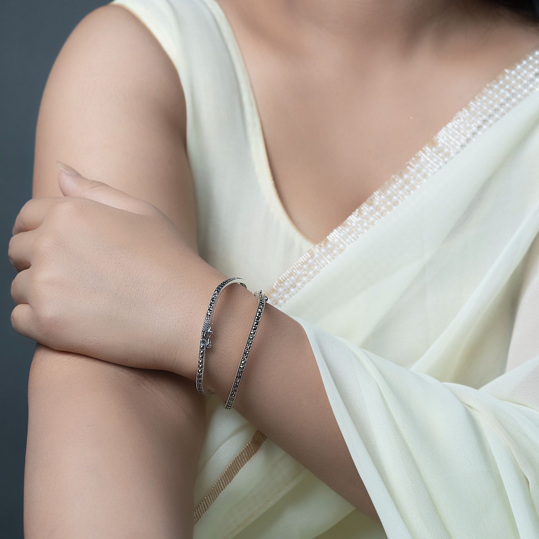 Exquisite Tiny Stone Studded Square Bangle silverhousebyrj