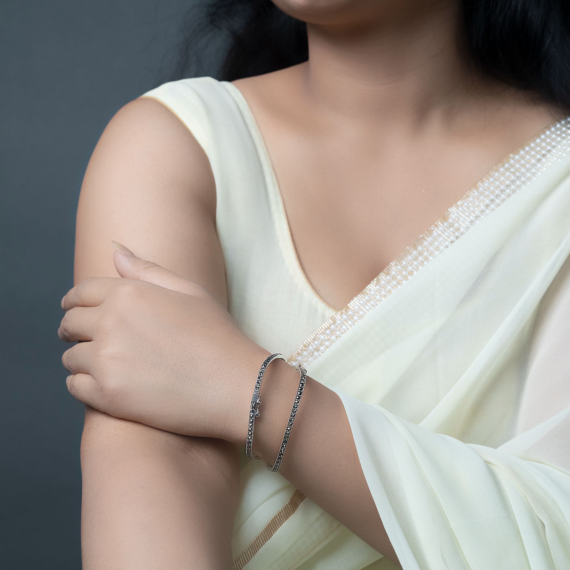 Exquisite Tiny Stone Studded Square Bangle silverhousebyrj