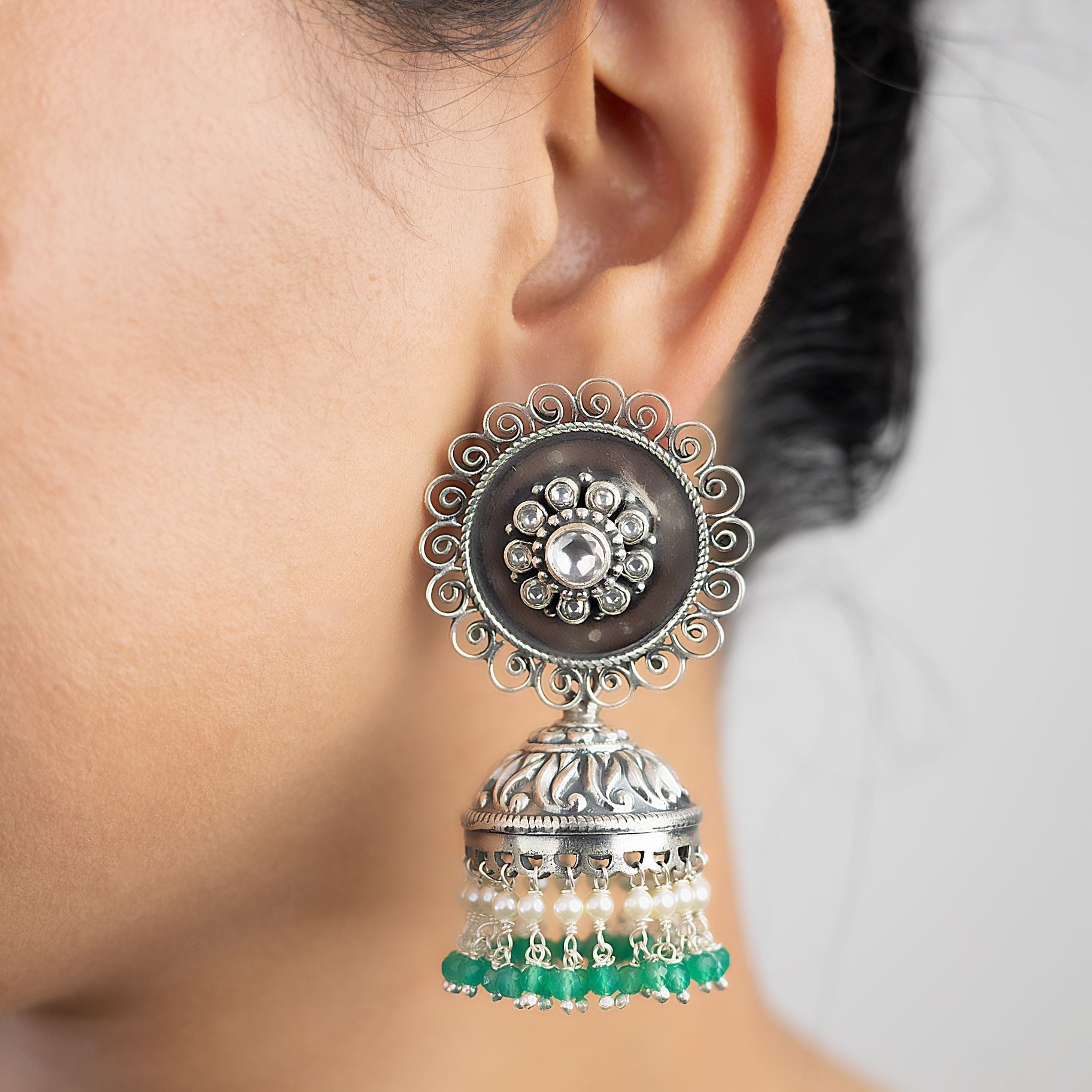 Floral Filigree Jhumka Earrings silverhousebyrj