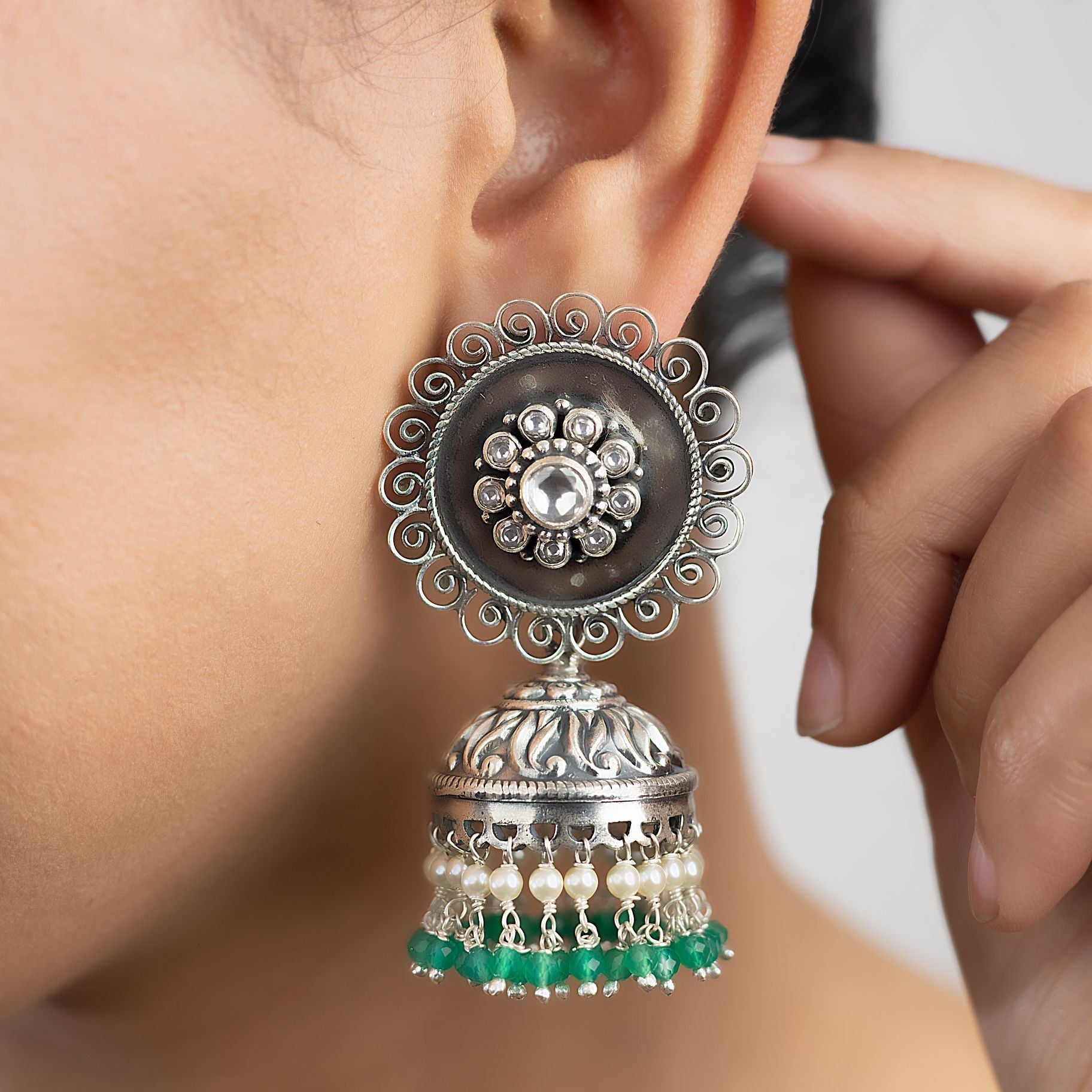 Floral Filigree Jhumka Earrings silverhousebyrj