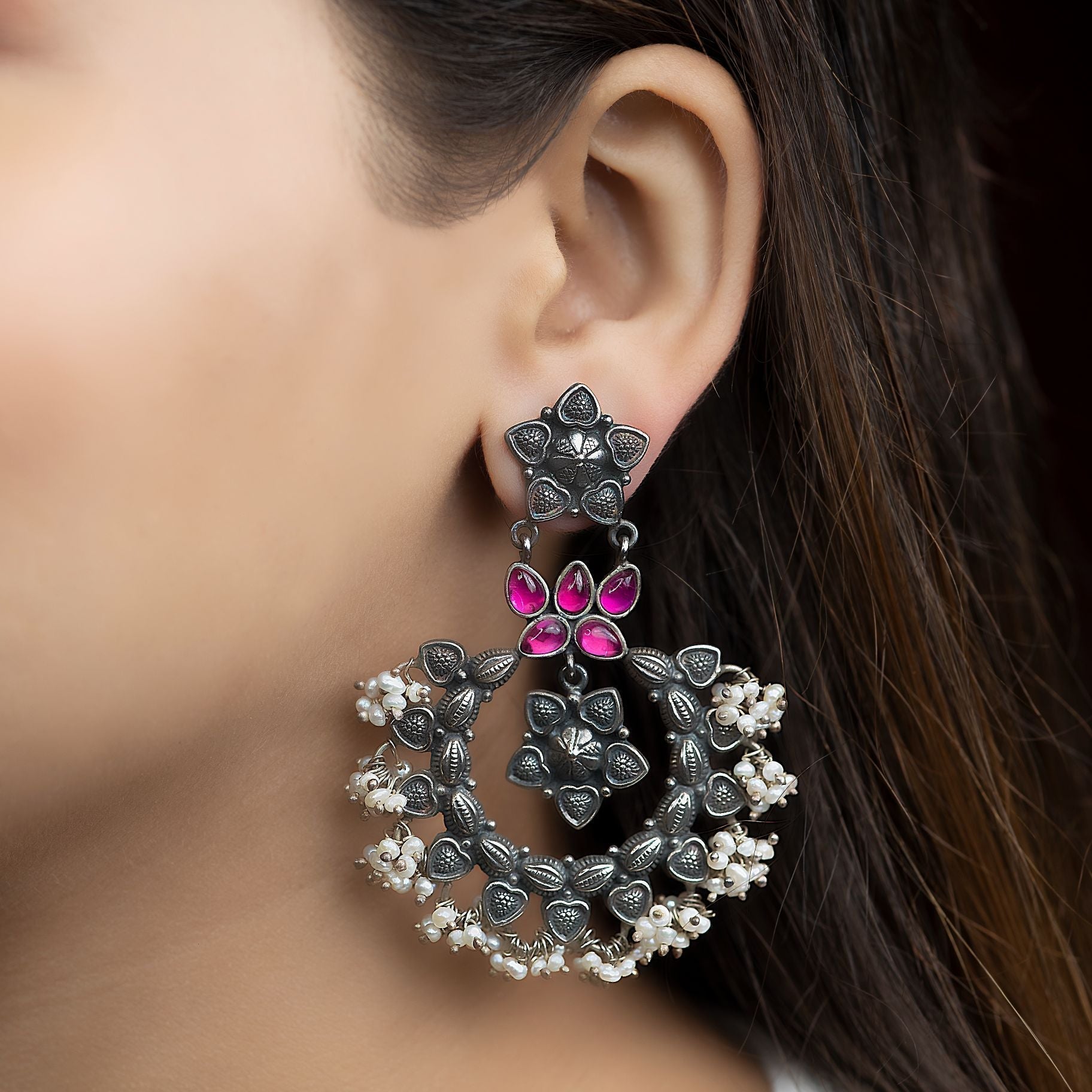 Floral Fusion Chand Bali Earrings silverhousebyrj