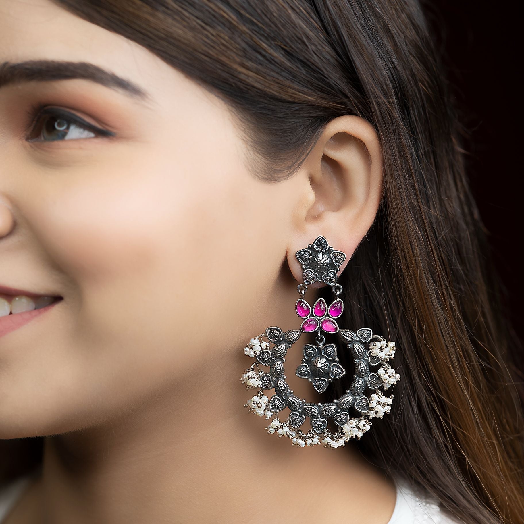 Floral Fusion Chand Bali Earrings silverhousebyrj
