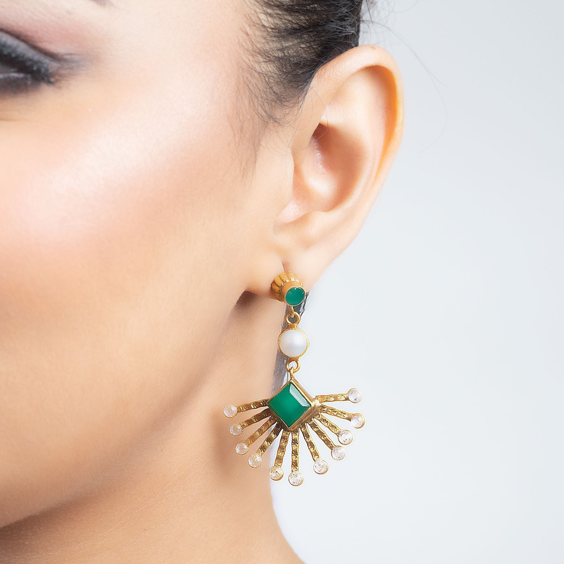 Half Chakra Unique Ear stud Earrings silverhousebyrj
