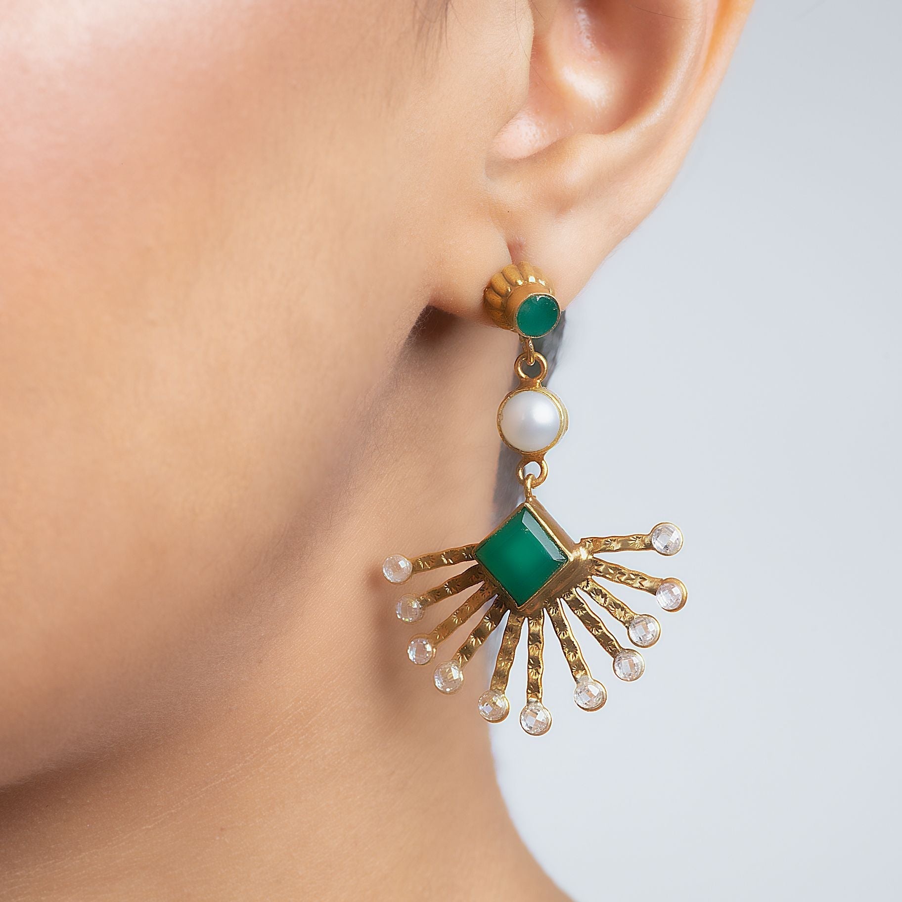 Half Chakra Unique Ear stud Earrings silverhousebyrj