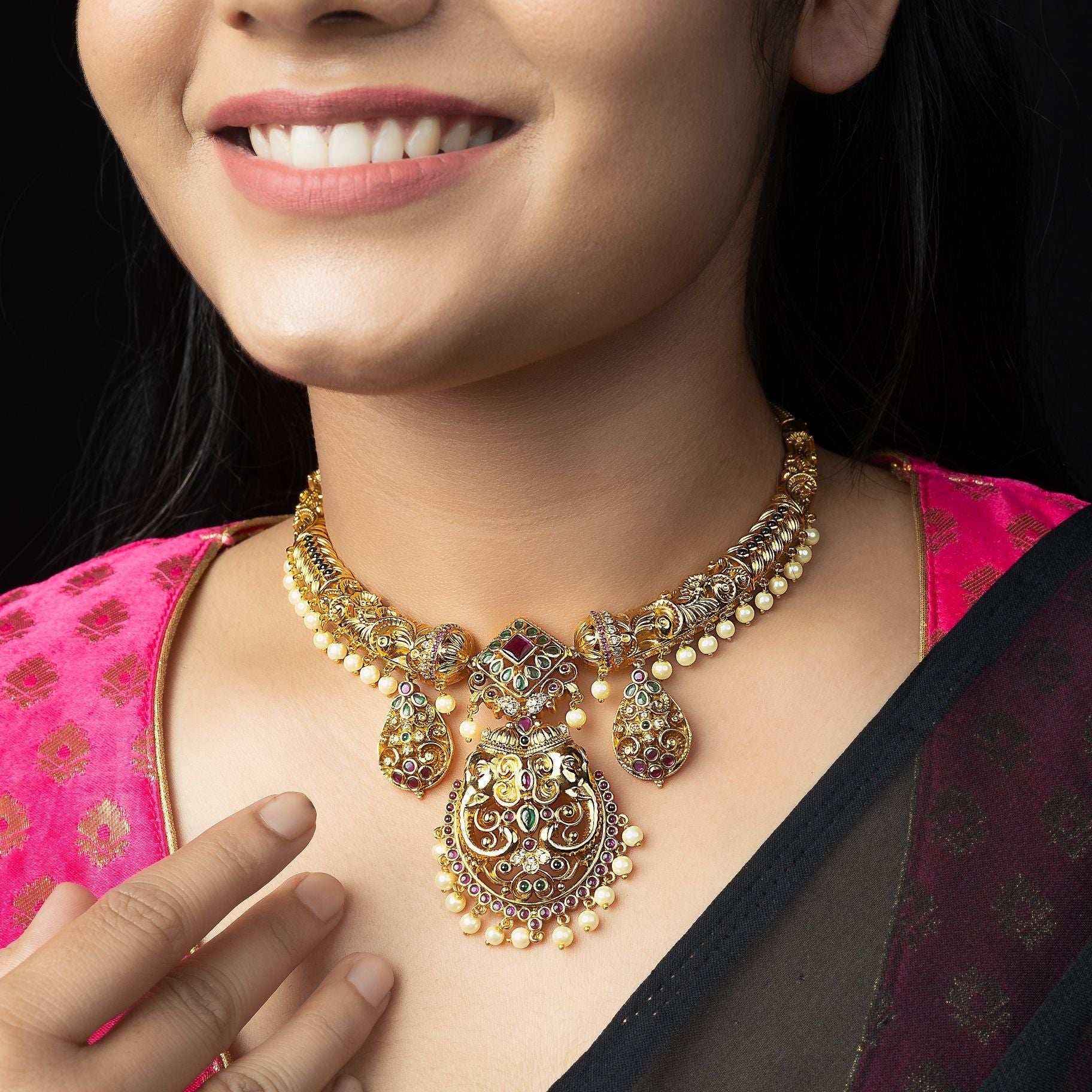 Hyderabadi Jadau Necklace Set silverhousebyrj