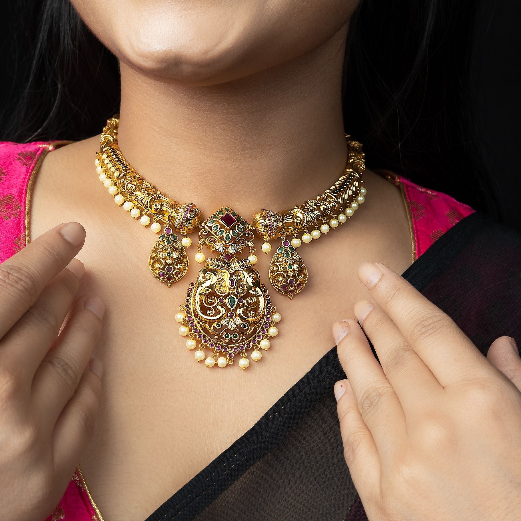 Hyderabadi Jadau Necklace Set silverhousebyrj