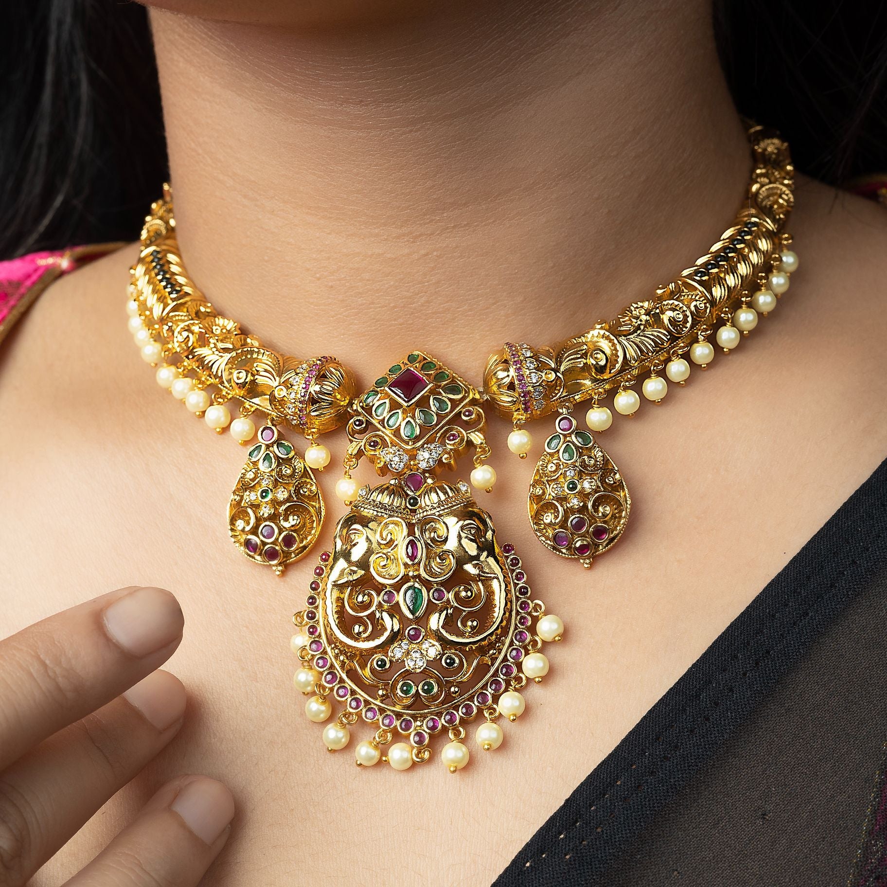 Hyderabadi Jadau Necklace Set silverhousebyrj
