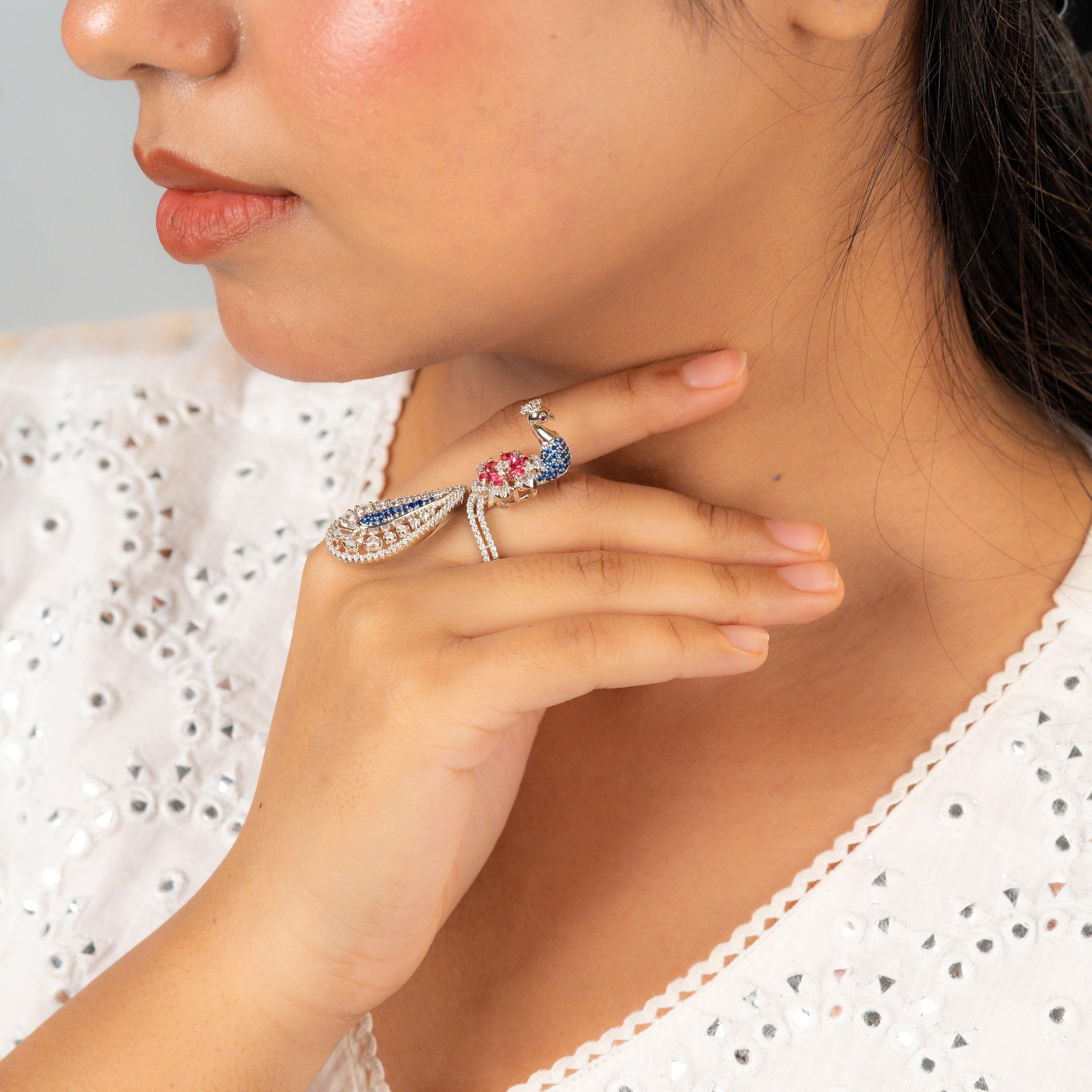 Azure Peacock Bloom Ring