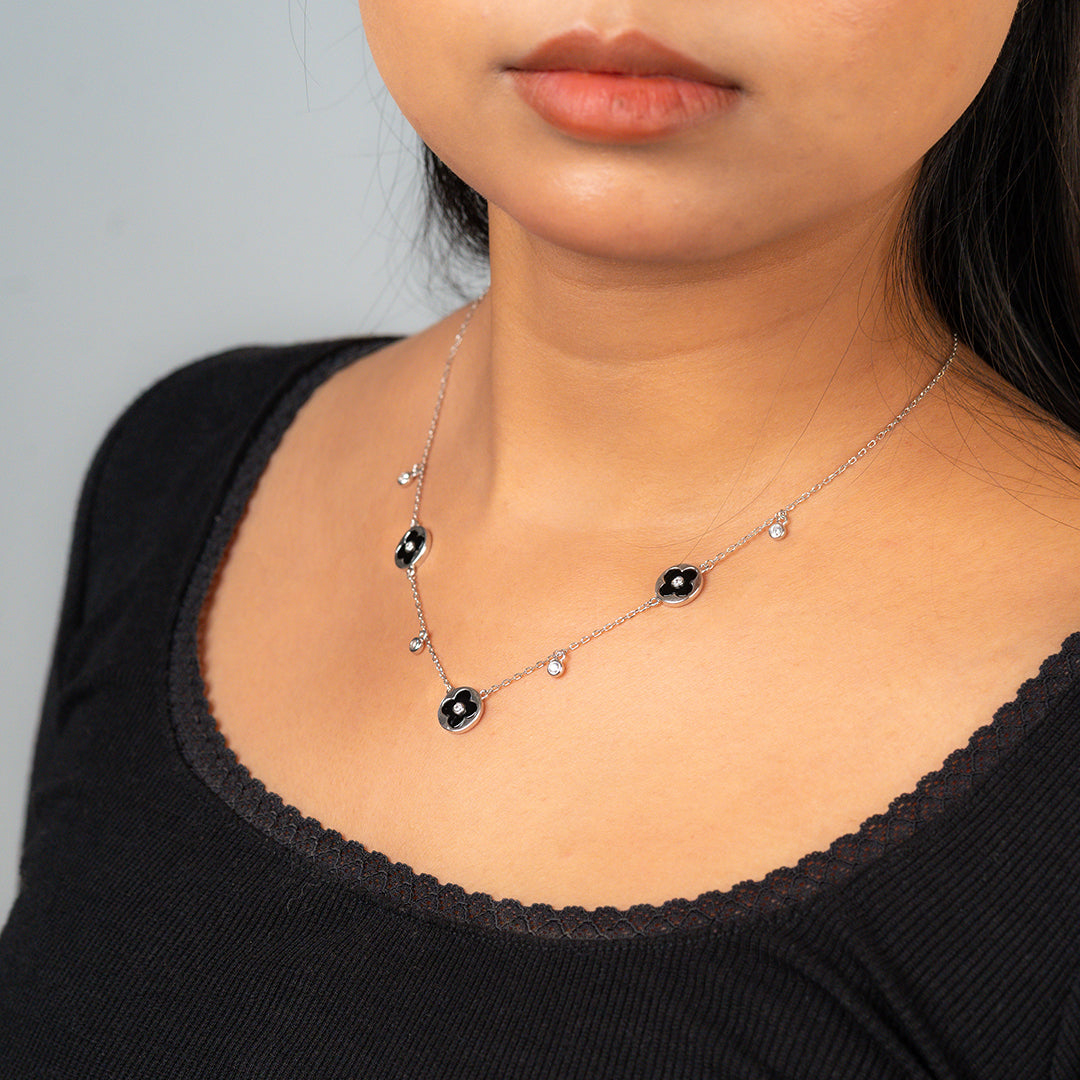 Black Charm Station Necklace