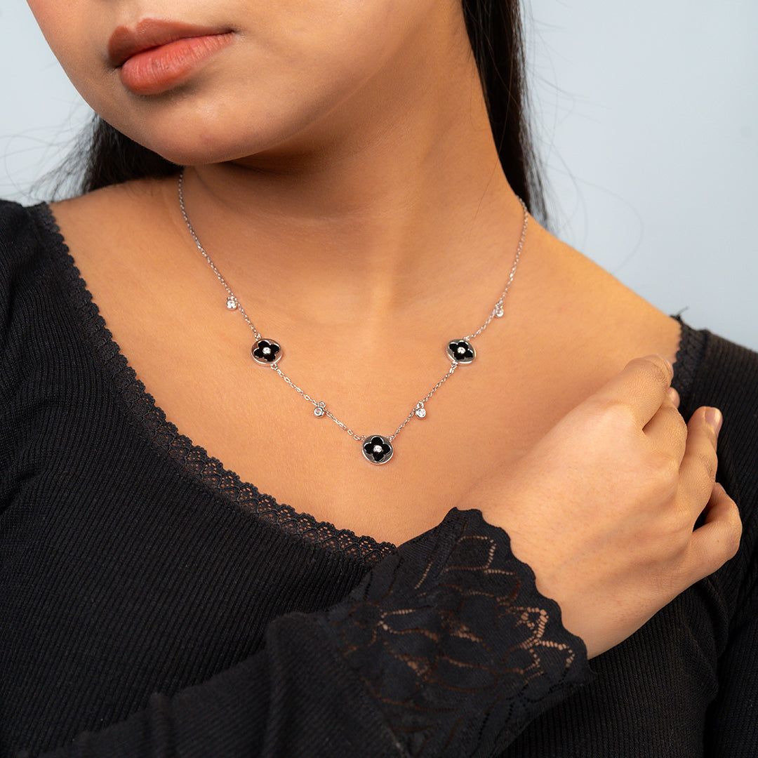 Black Charm Station Necklace