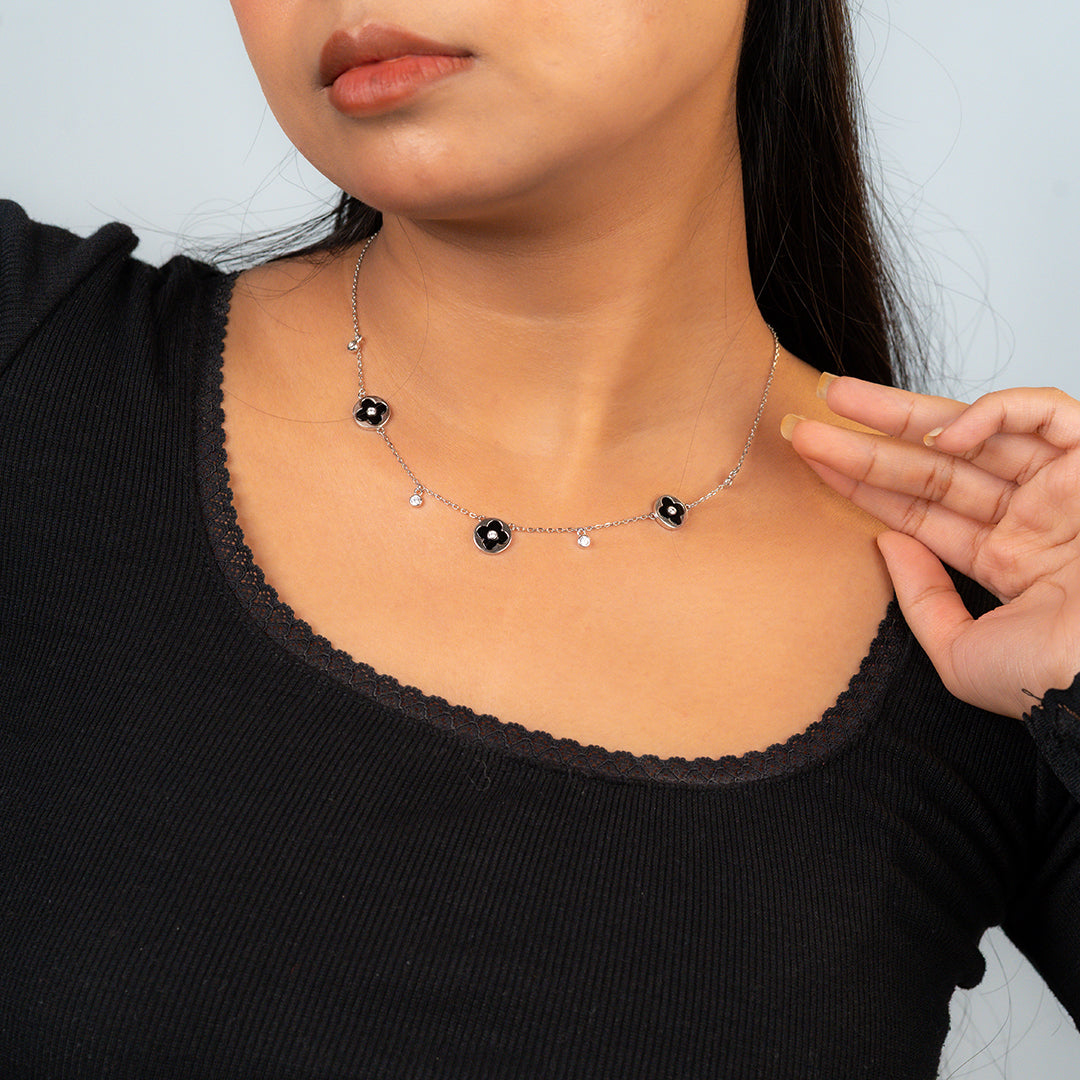 Black Charm Station Necklace