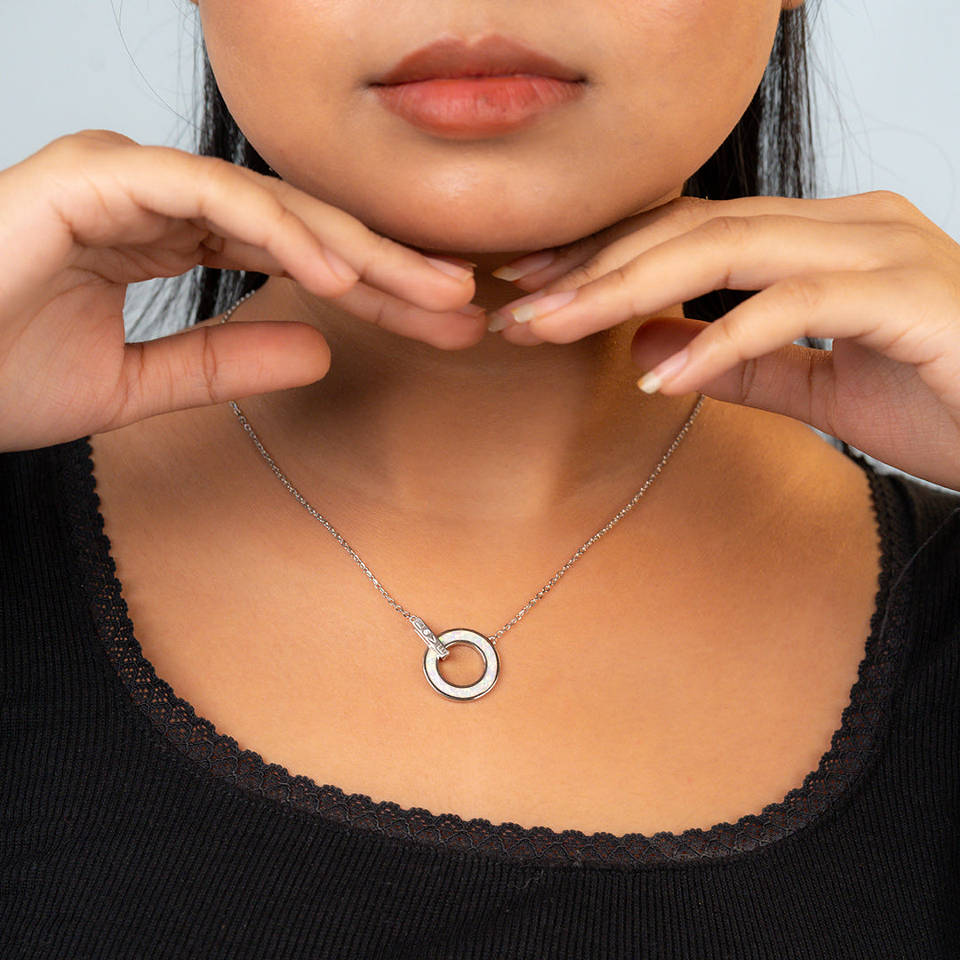 Circle Lock Silver Necklace
