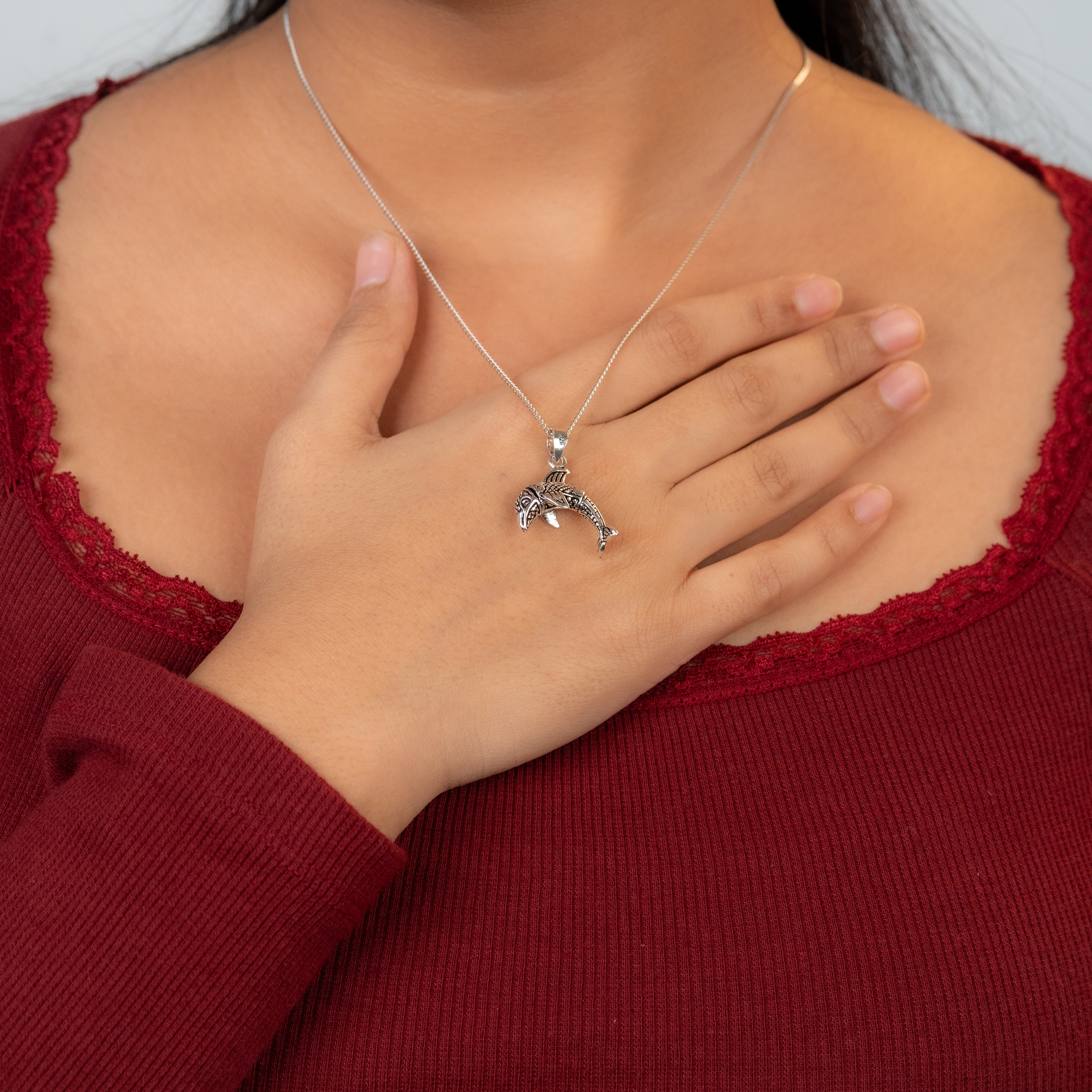 Ocean Joy Dolphin Silver Pendant