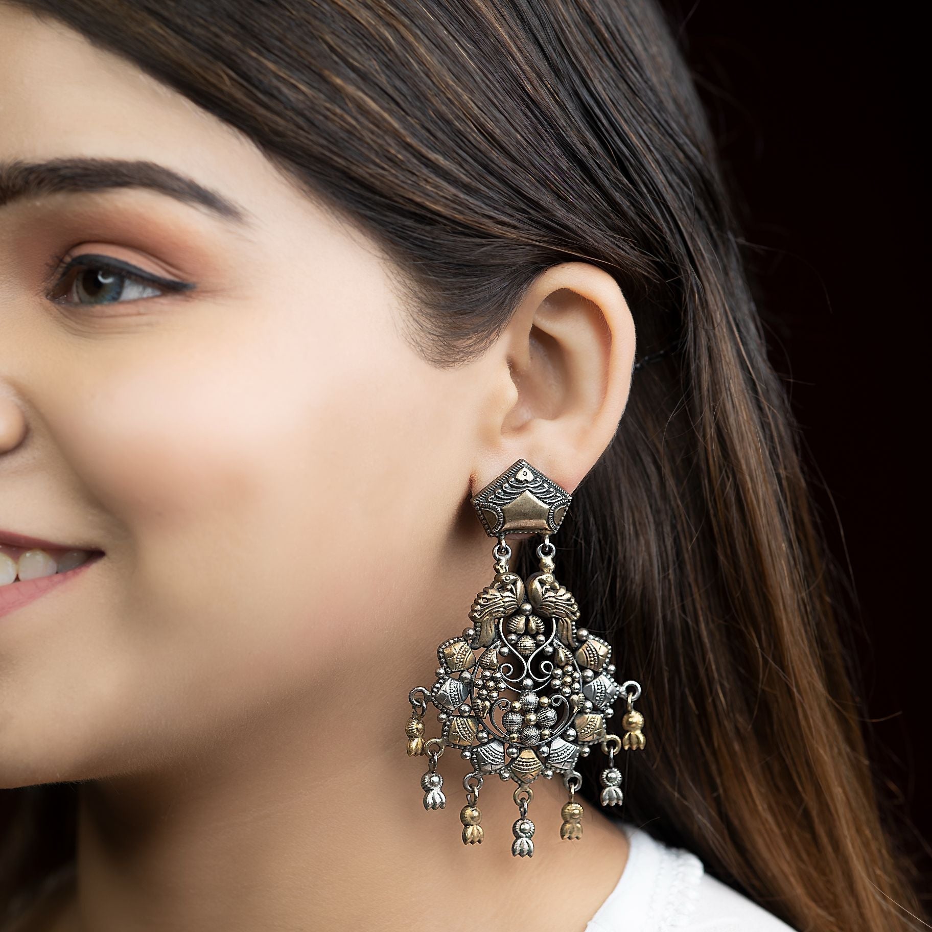Indian Inspired Silver Dangle Earrings silverhousebyrj