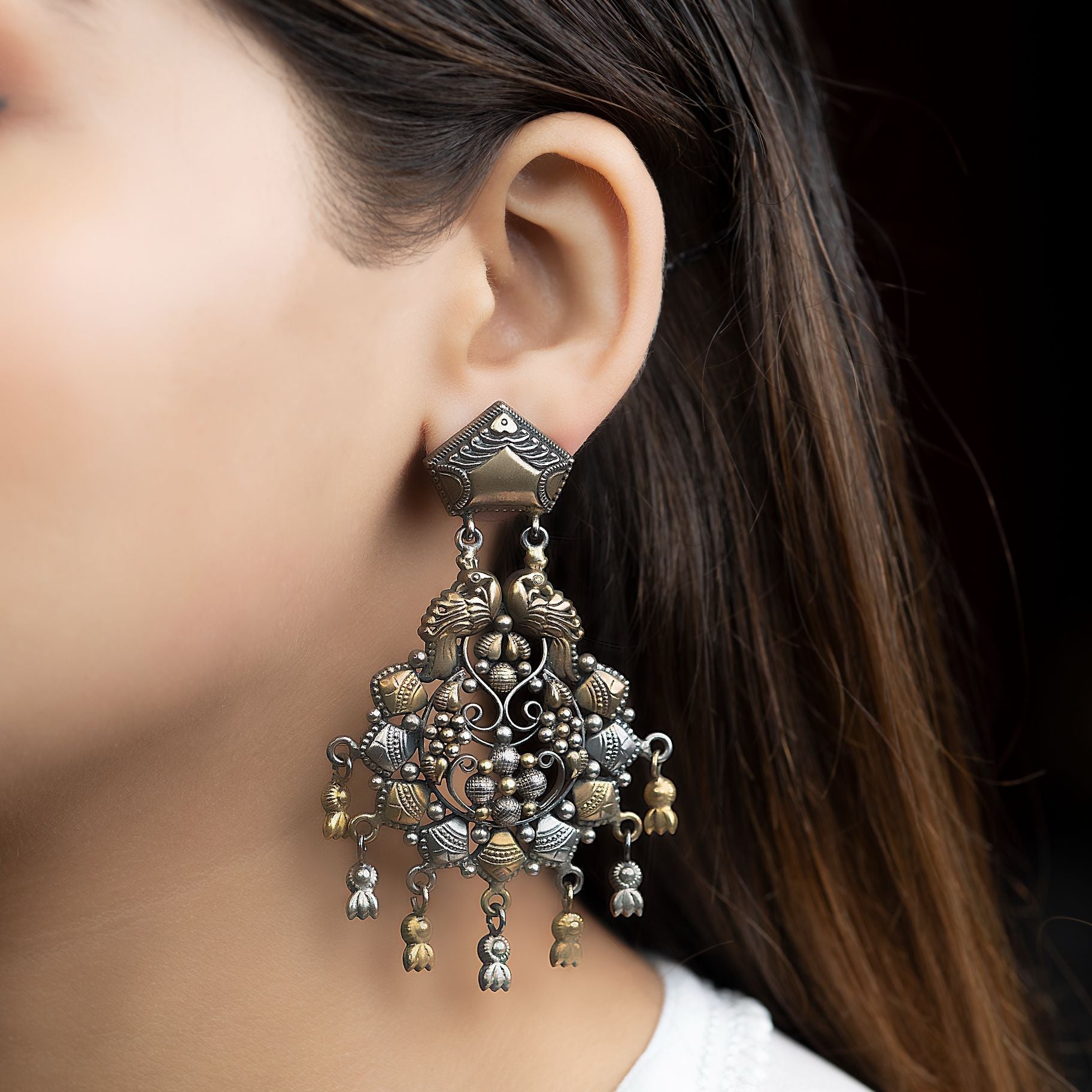 Indian Inspired Silver Dangle Earrings silverhousebyrj