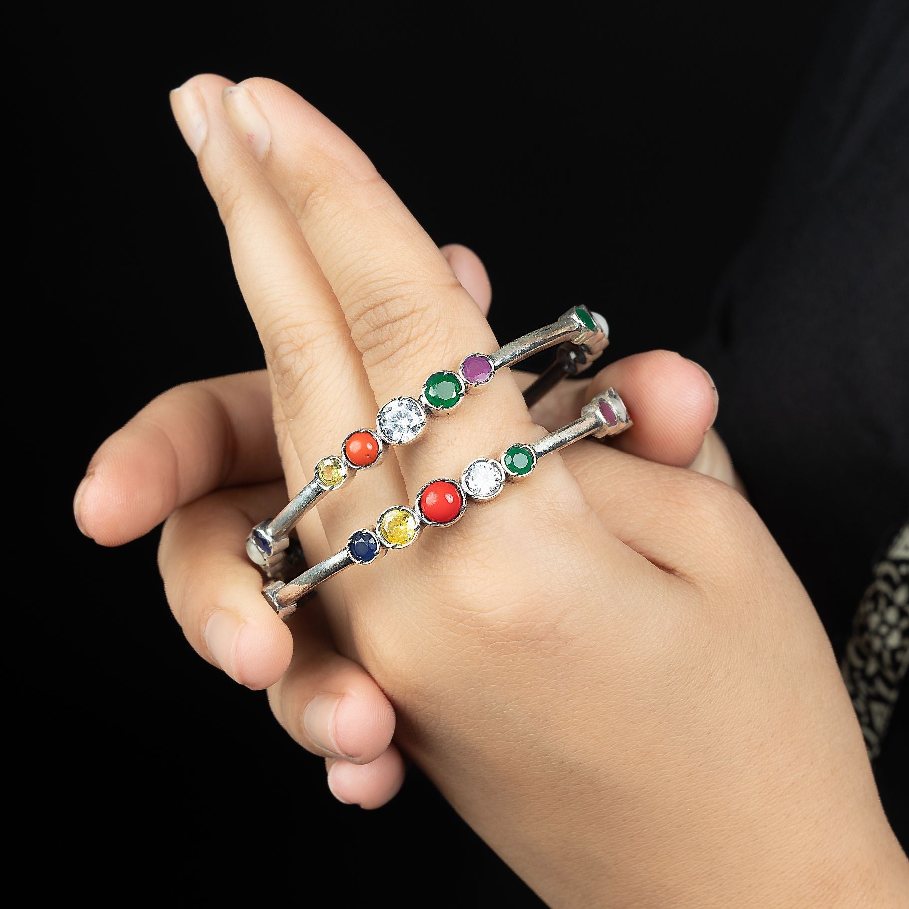 Magnificent Sleek Navratna Bangles silverhousebyrj
