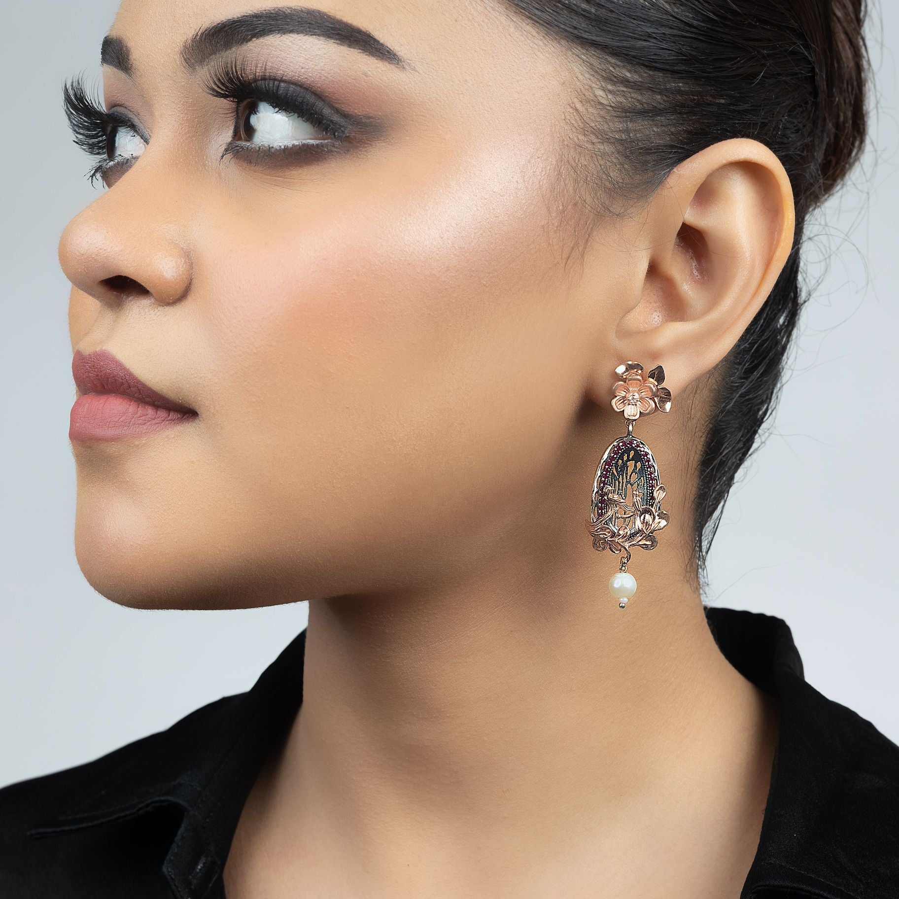 Majestic Dual Tone Floral Earring silverhousebyrj