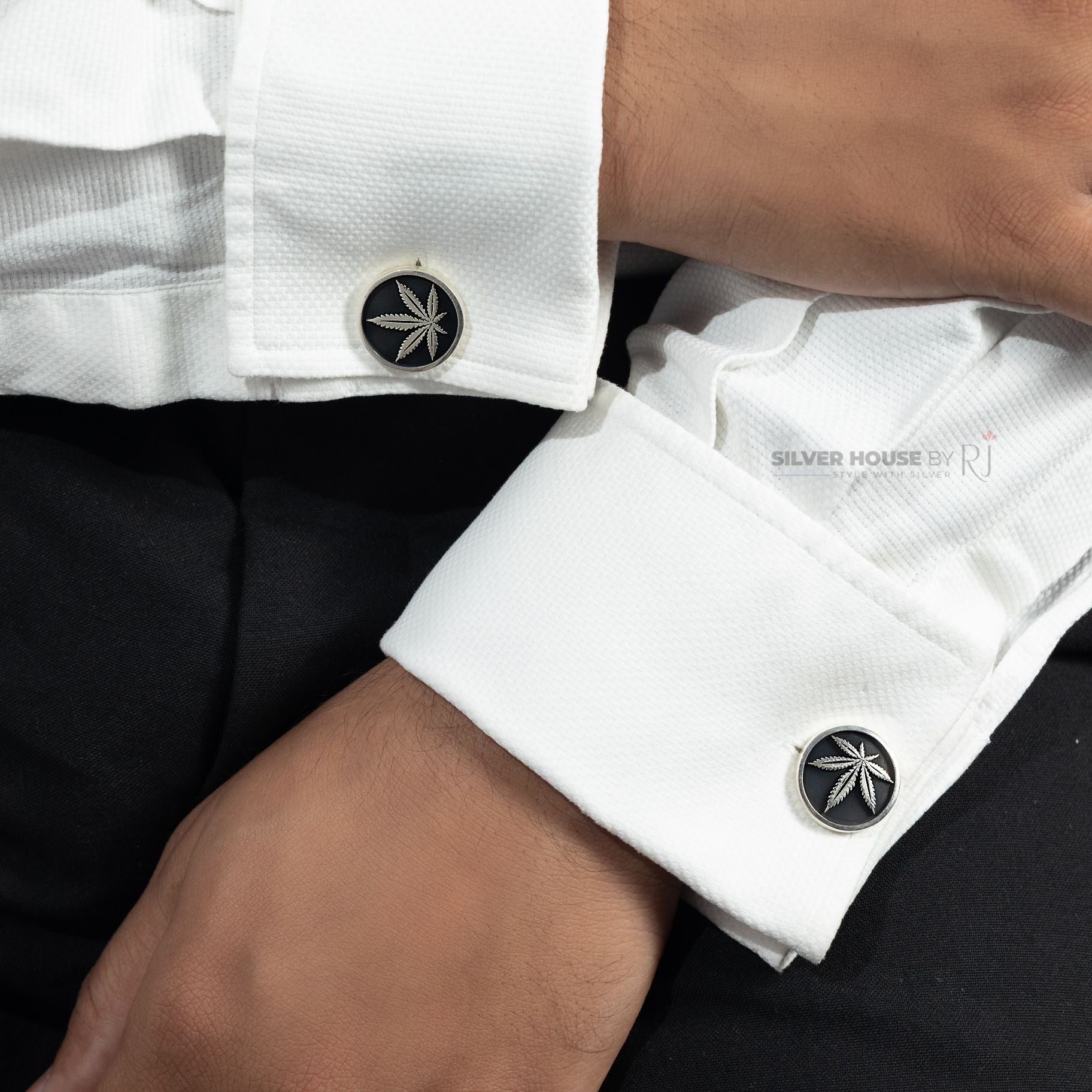 Marijauna Leaf Cufflinks silverhousebyrj
