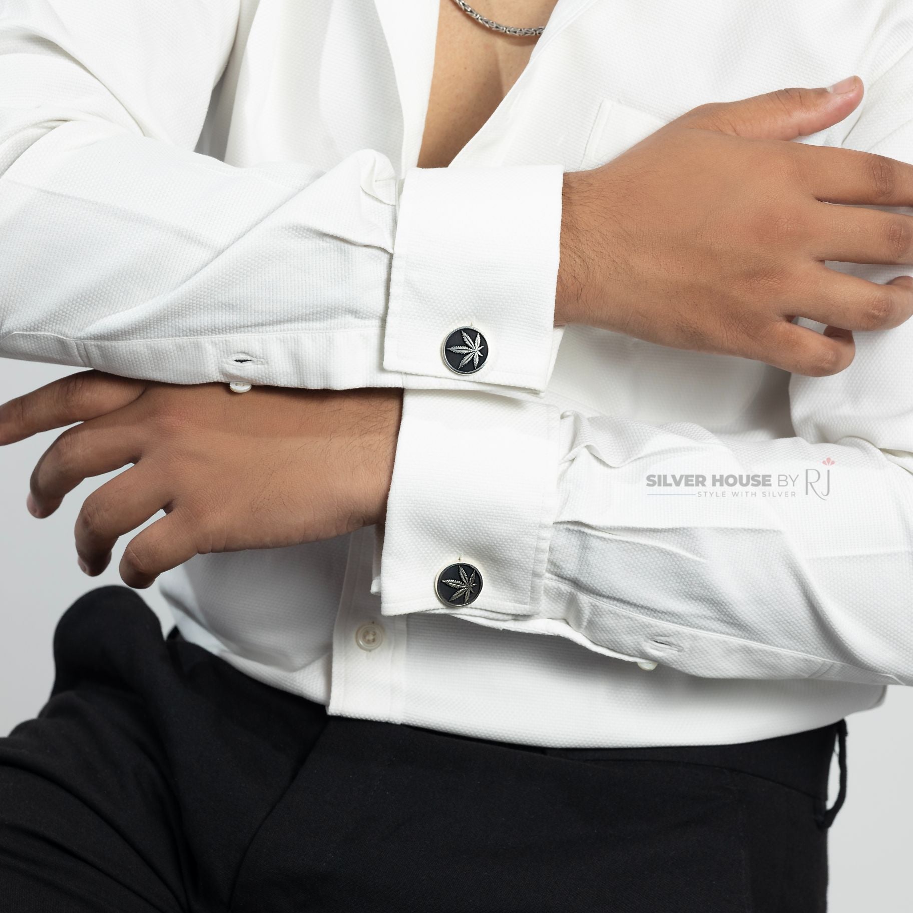 Marijauna Leaf Cufflinks silverhousebyrj