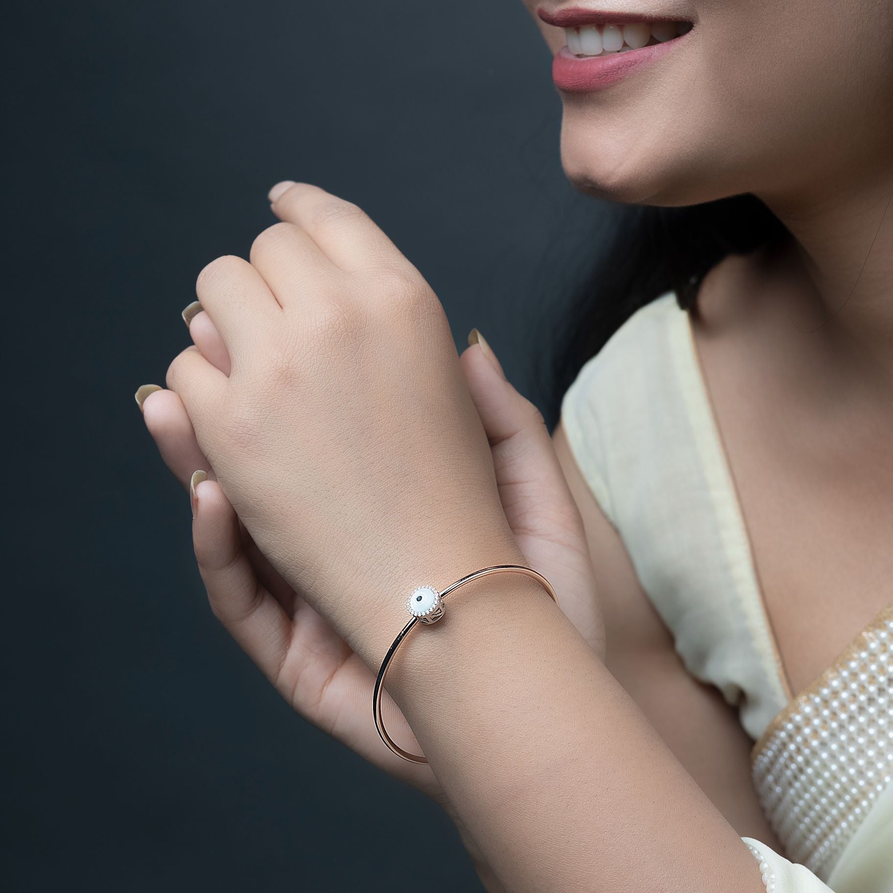 Mesmerizing Silver Evil Eye Bangle silverhousebyrj