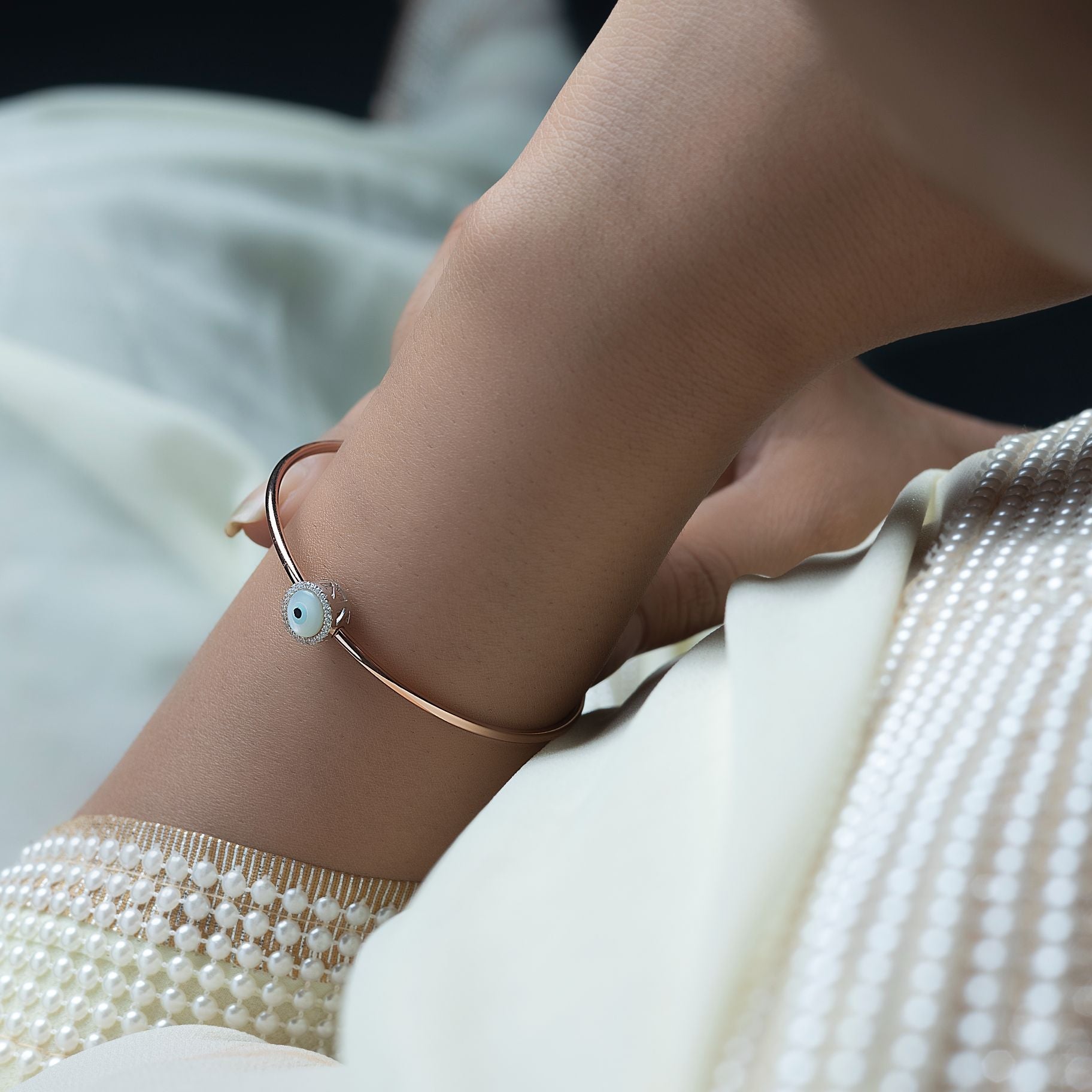 Mesmerizing Silver Evil Eye Bangle silverhousebyrj