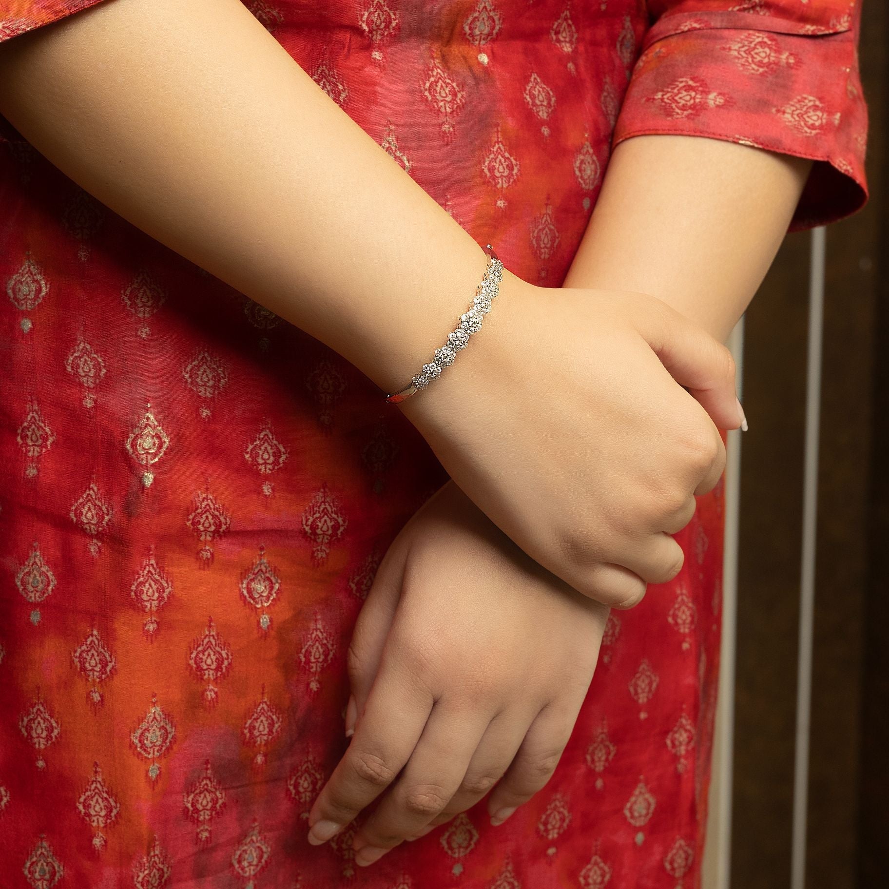 Multi Floral Stone Studded Designer Kada silverhousebyrj