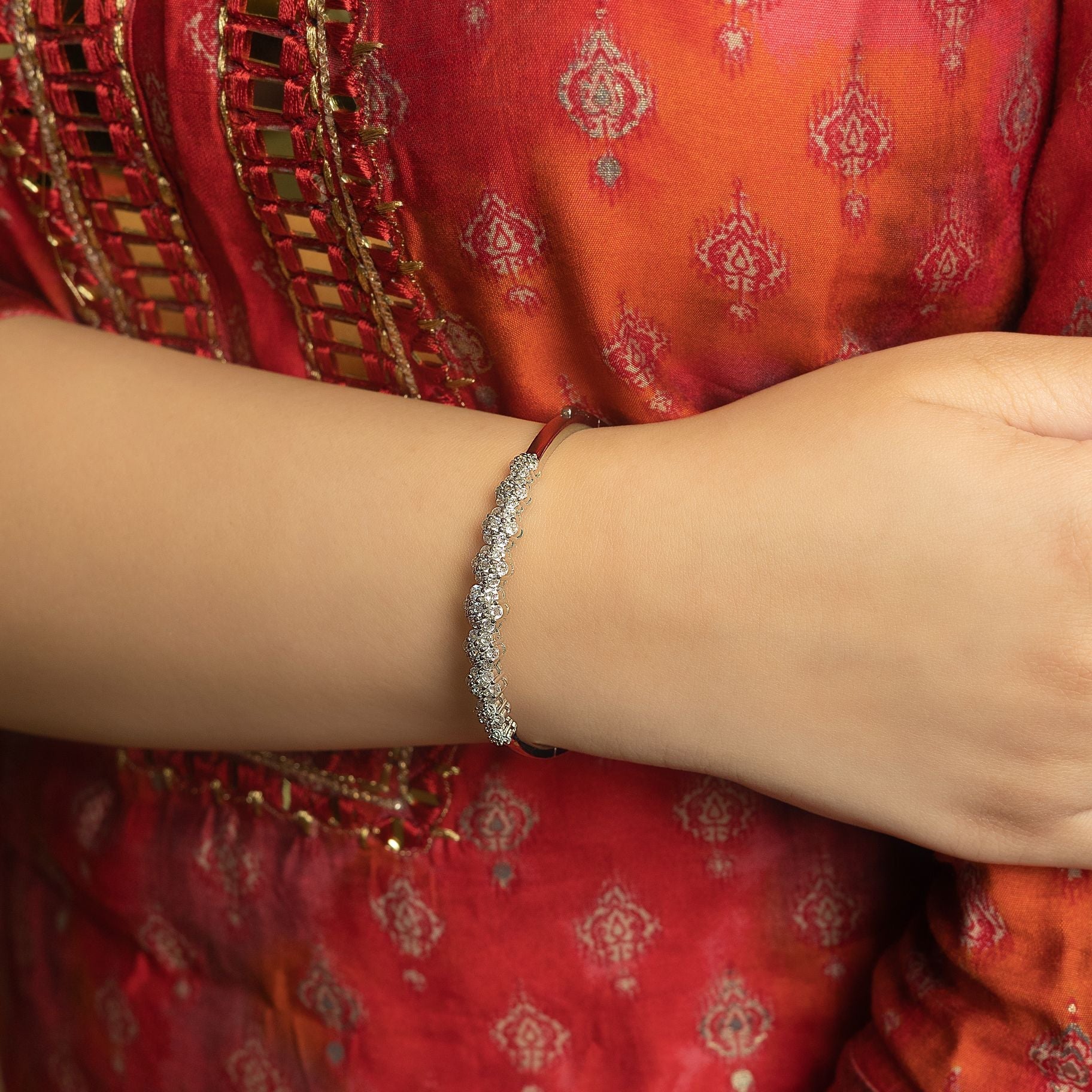 Multi Floral Stone Studded Designer Kada silverhousebyrj