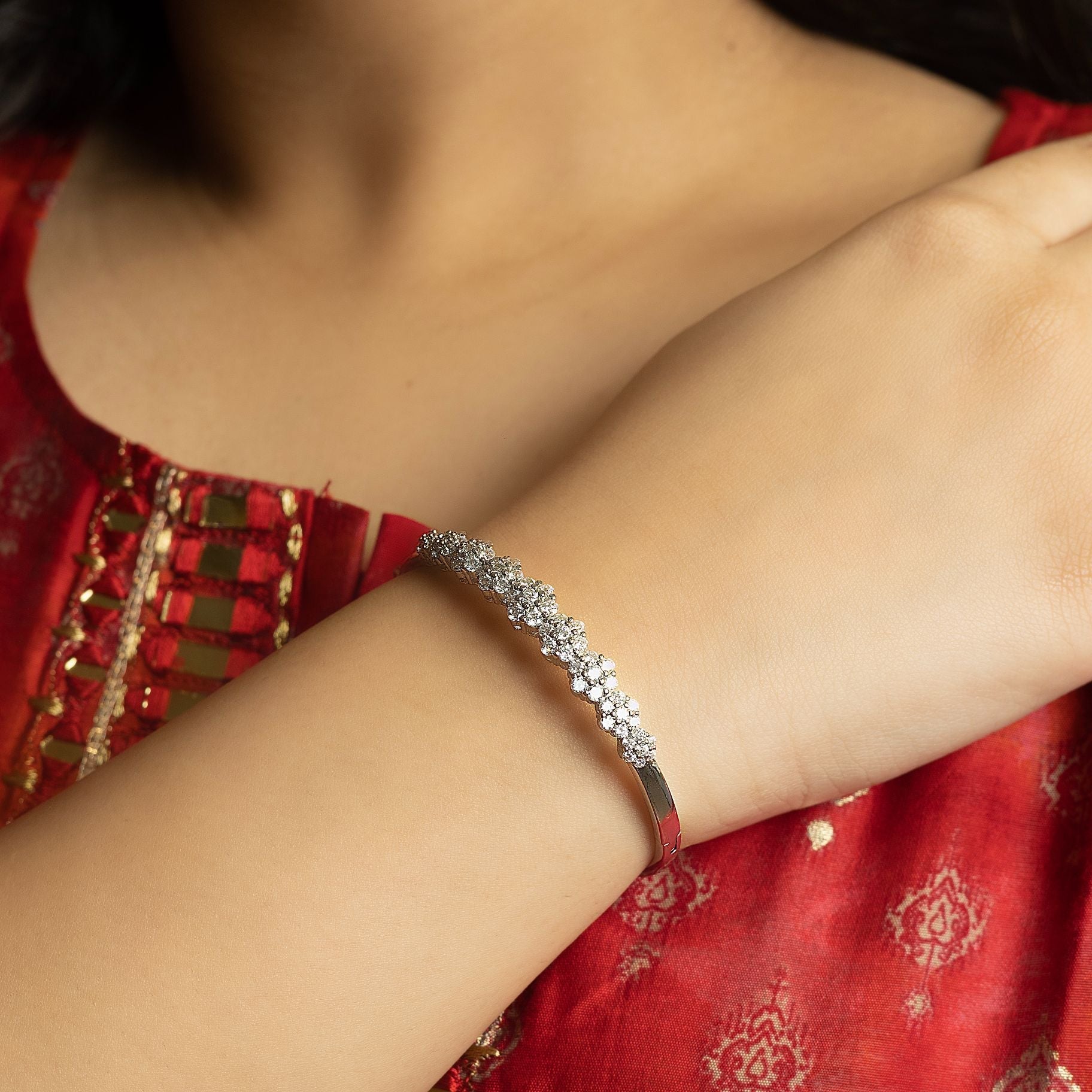 Multi Floral Stone Studded Designer Kada silverhousebyrj