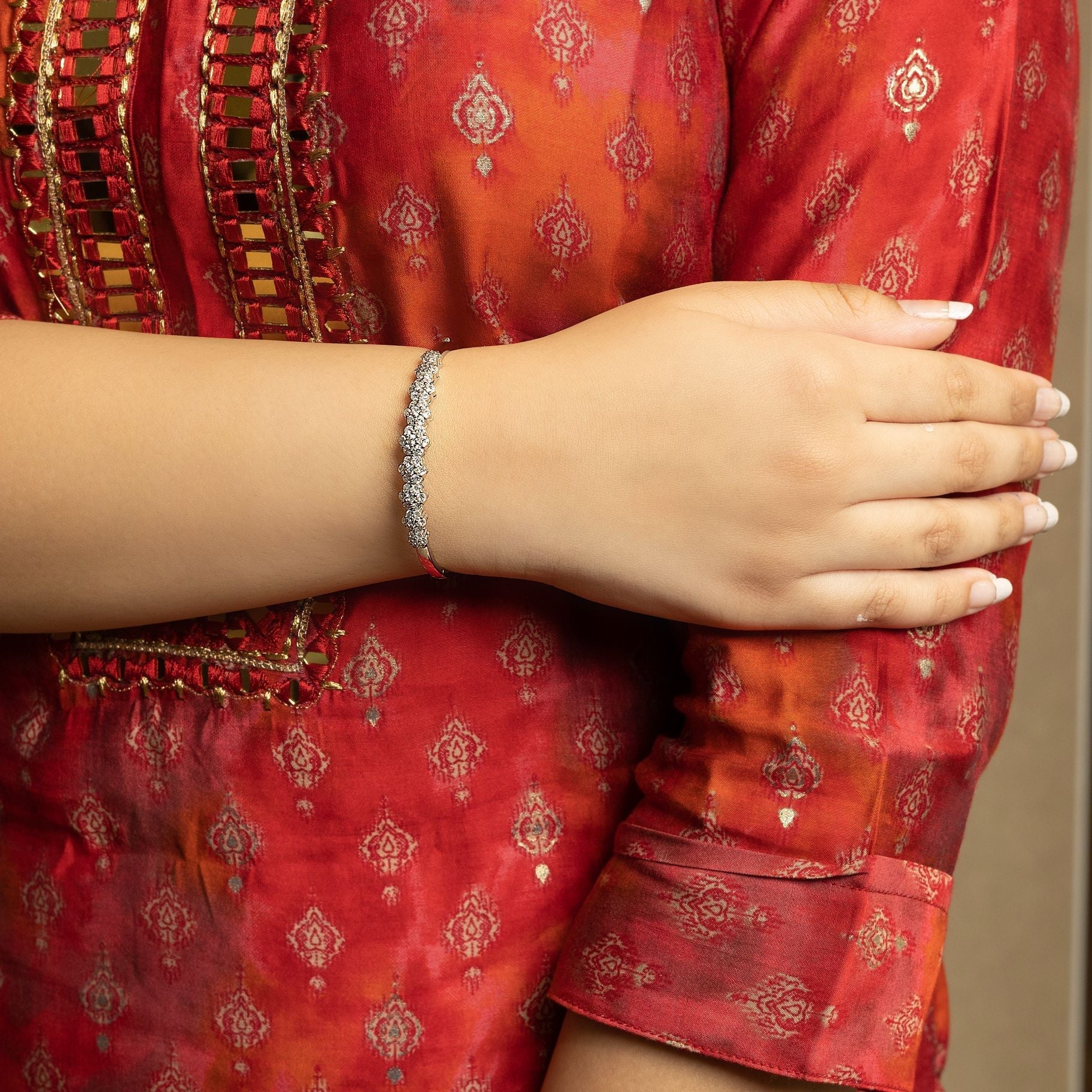 Multi Floral Stone Studded Designer Kada silverhousebyrj