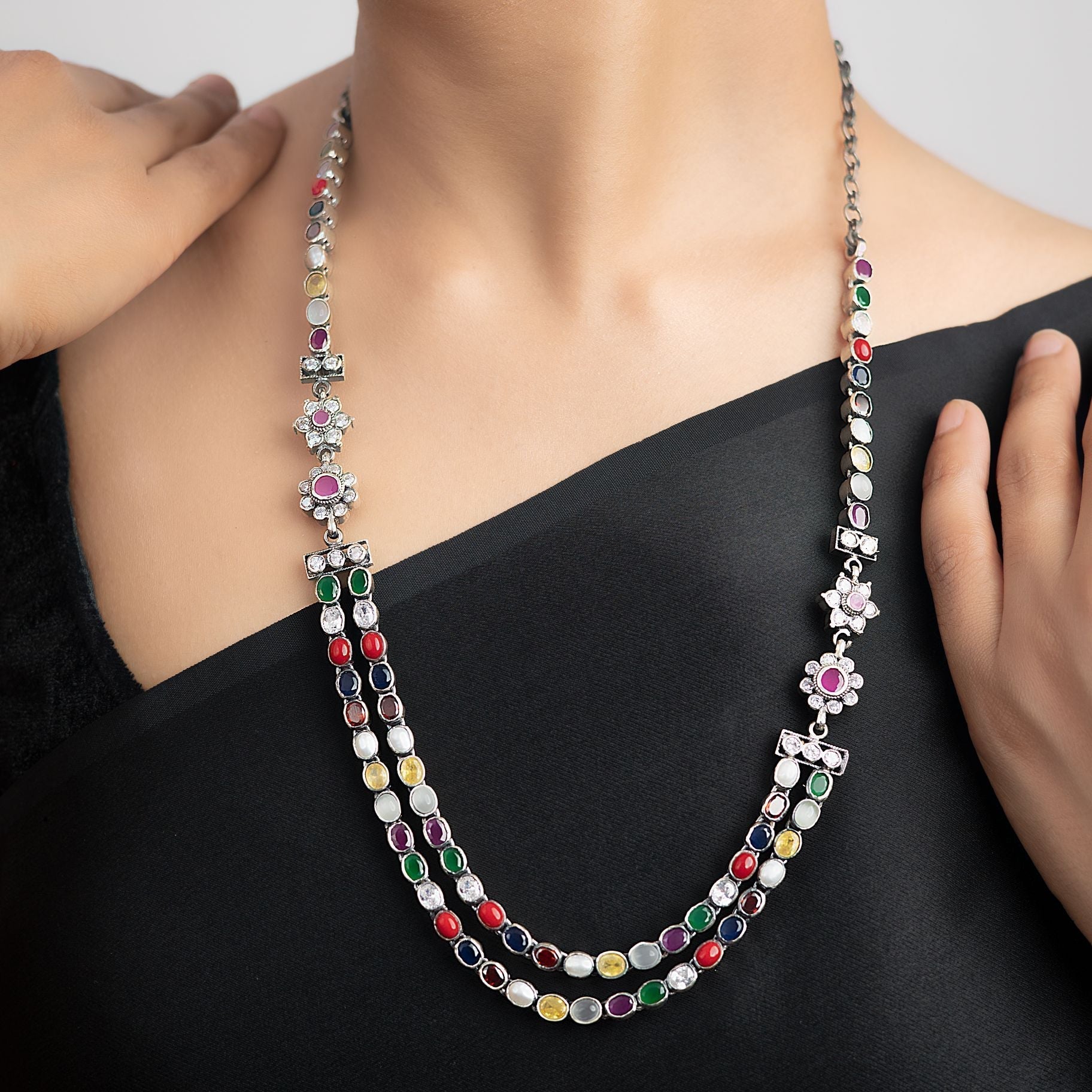Navratna Double-layered Necklace silverhousebyrj