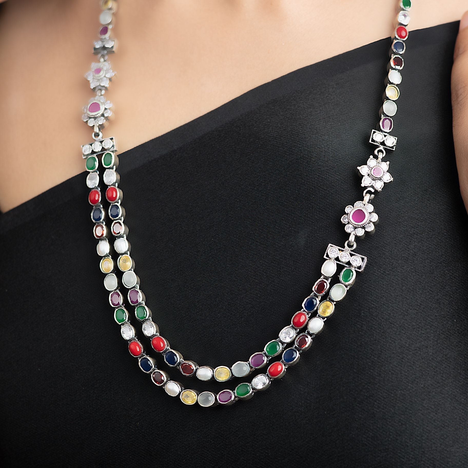 Navratna Double-layered Necklace silverhousebyrj