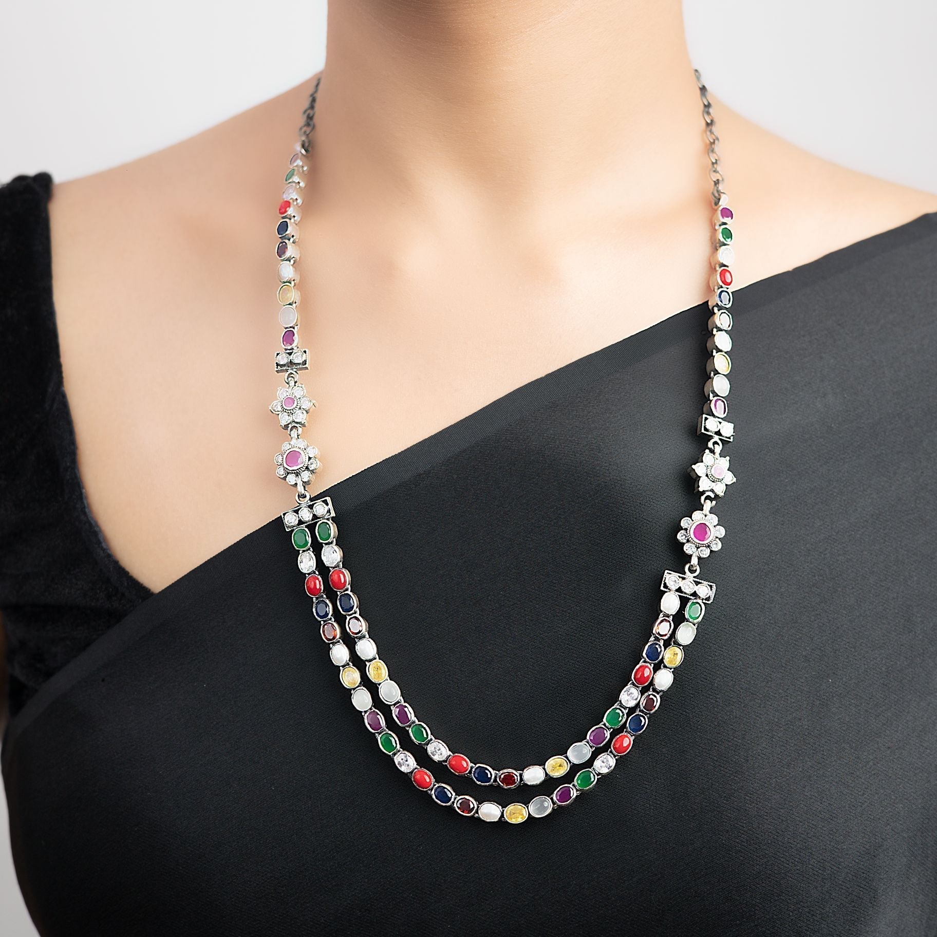 Navratna Double-layered Necklace silverhousebyrj