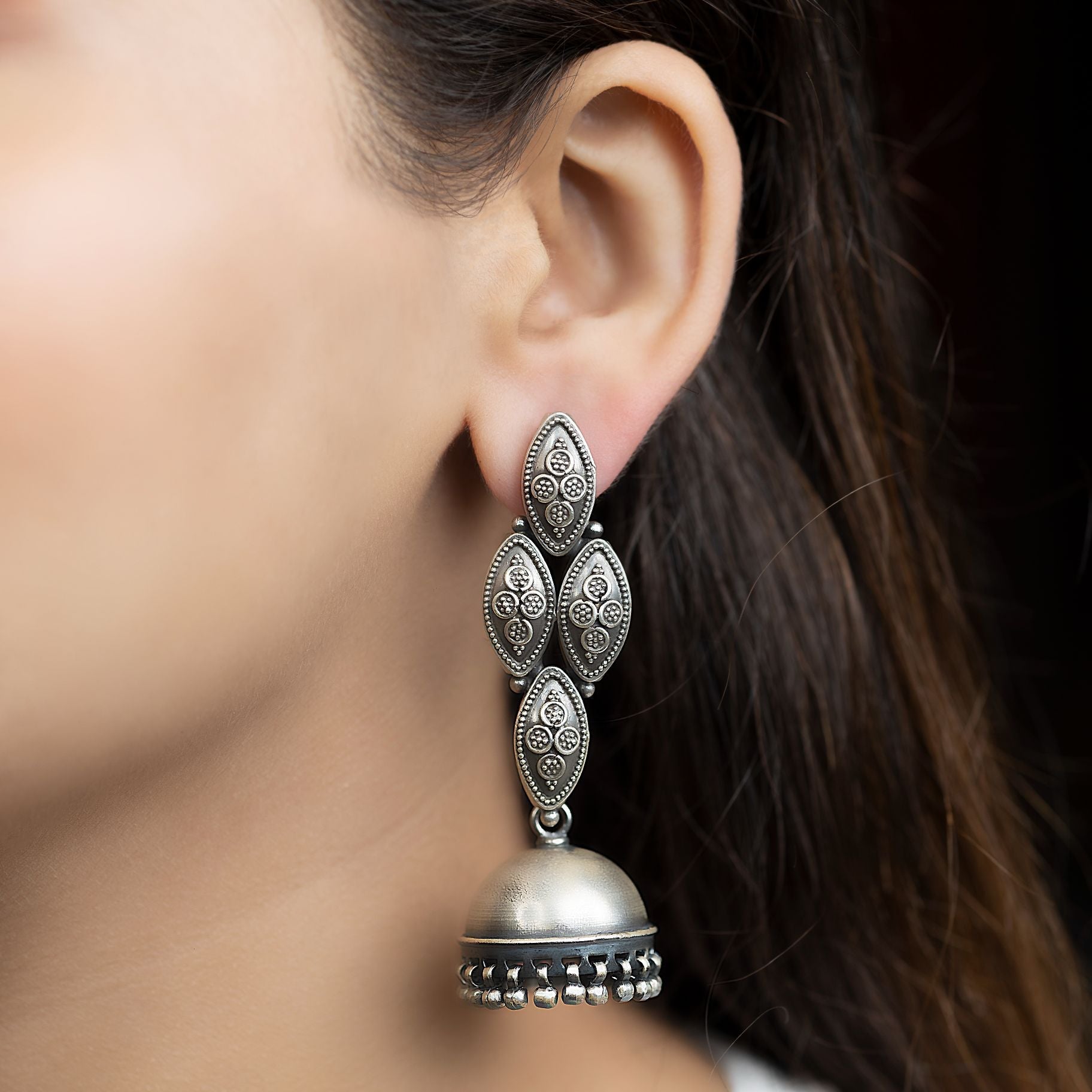 Petal Shaped Long Jhumka silverhousebyrj
